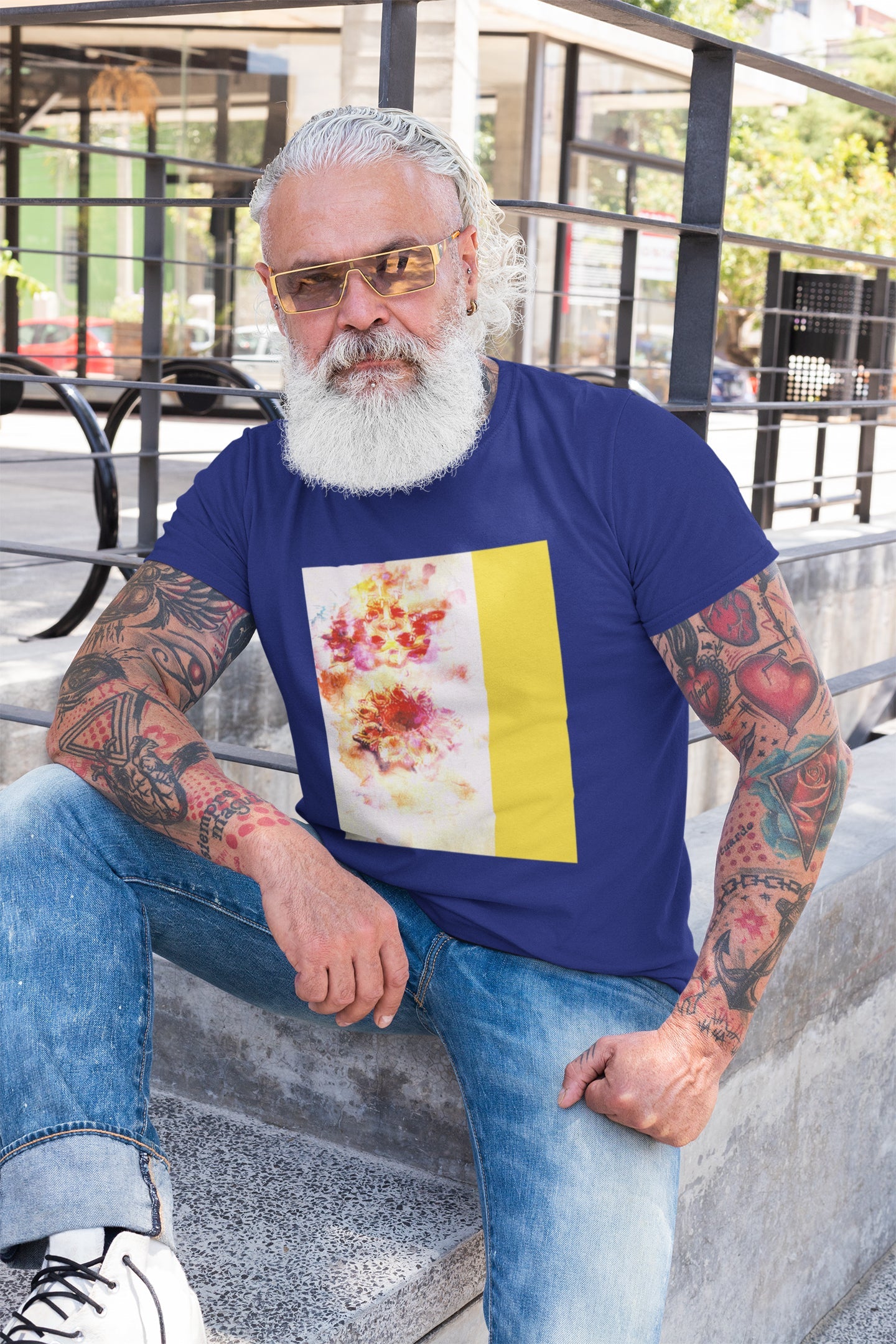 Abstraktes Diya Yellow Art Sommer-T-Shirt für Männer