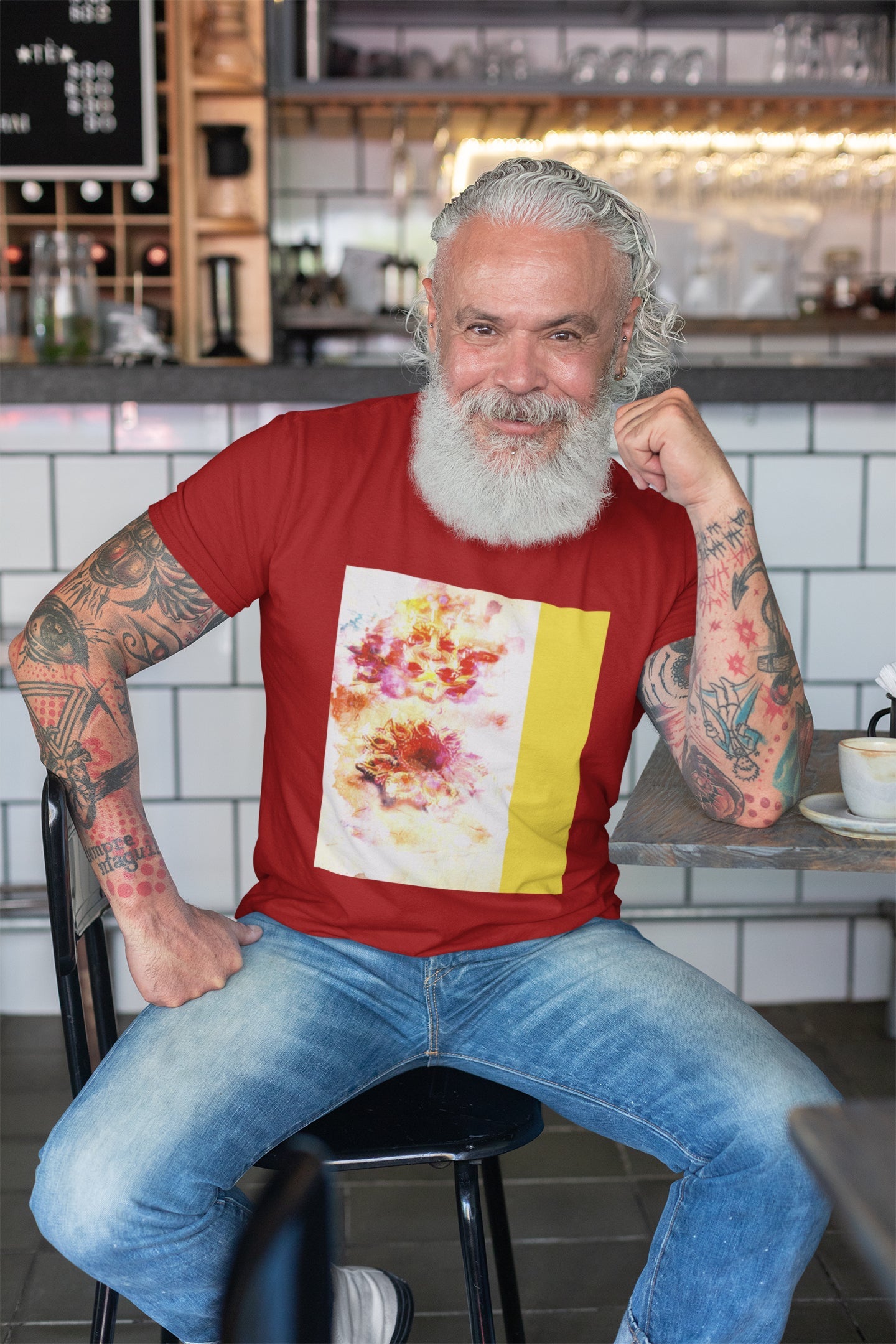 Abstraktes Diya Yellow Art Sommer-T-Shirt für Männer