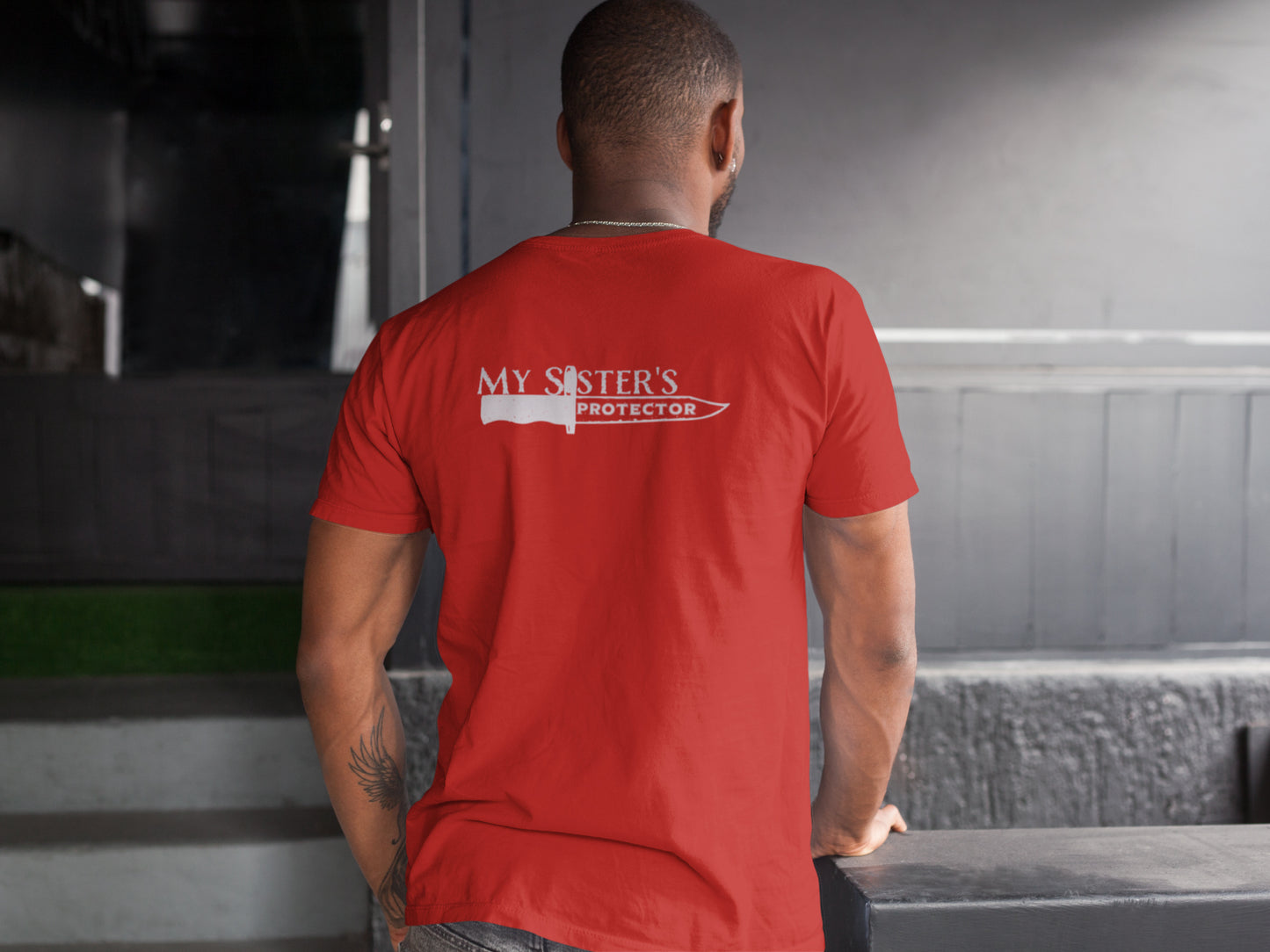 Sommer-T-Shirt mit Aufdruck „My Sister's Protector Back“ für Herren