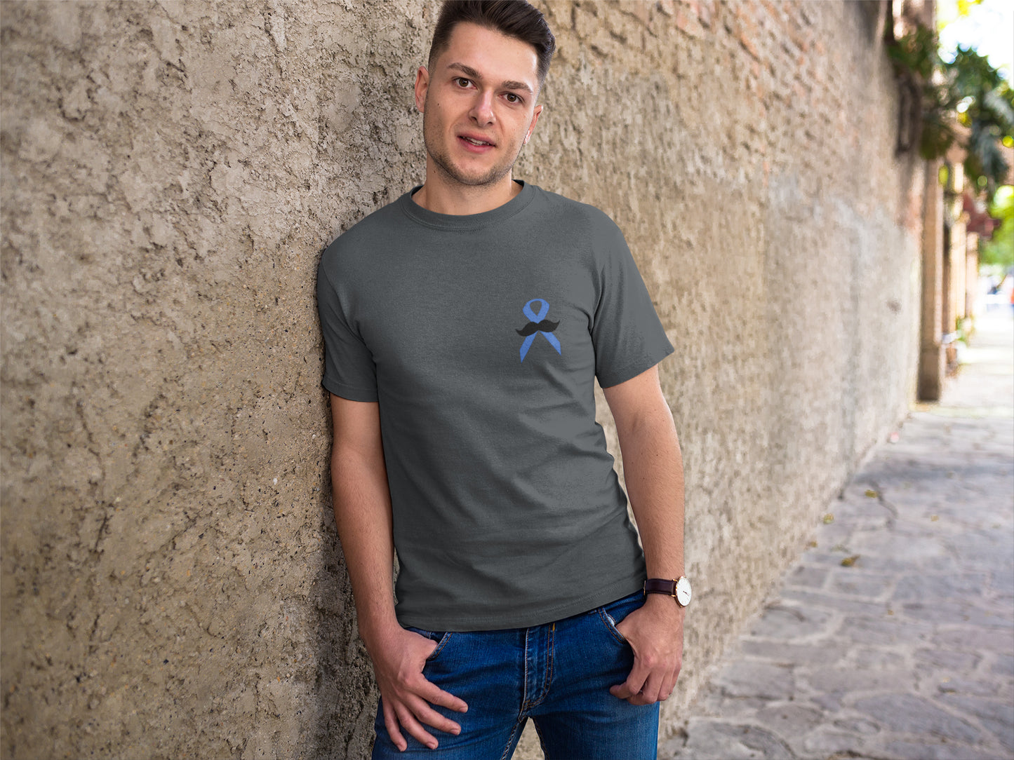 Sommer-T-Shirt mit Band-Mustache-Taschen-Print für Herren