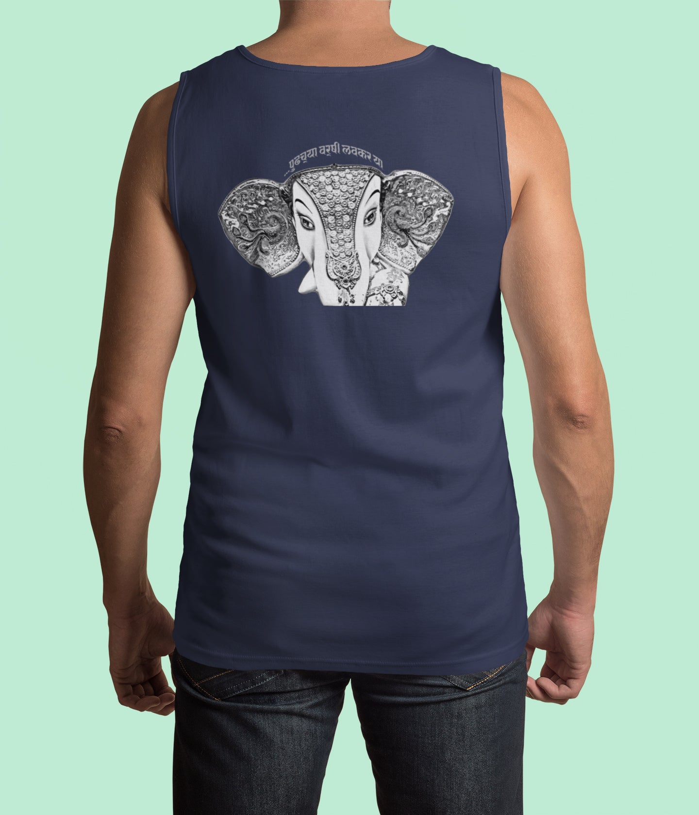 Ganpati Pudhchya Varshi Lavkar Ya Back Print Gym Vest