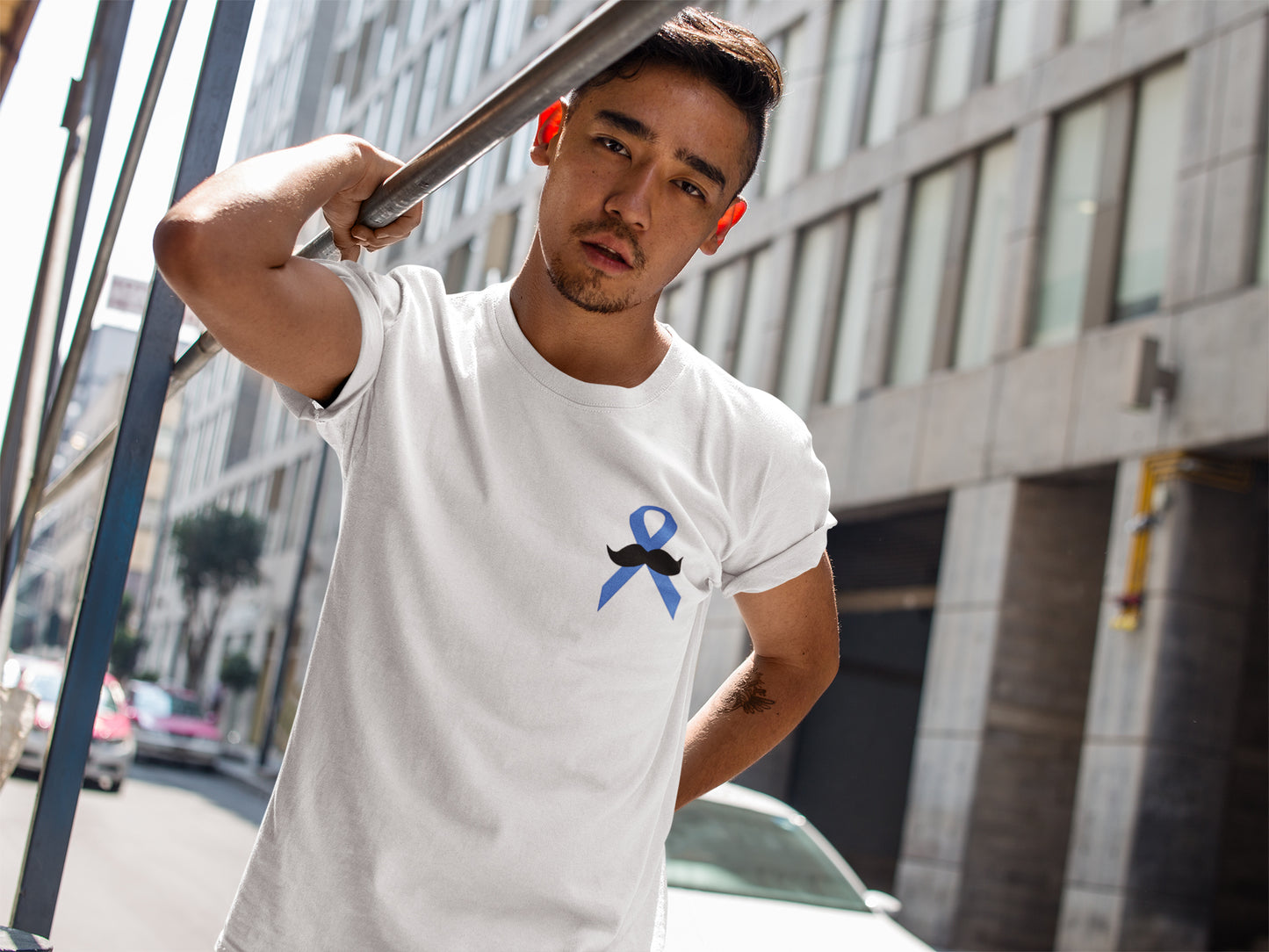 Sommer-T-Shirt mit Band-Mustache-Taschen-Print für Herren