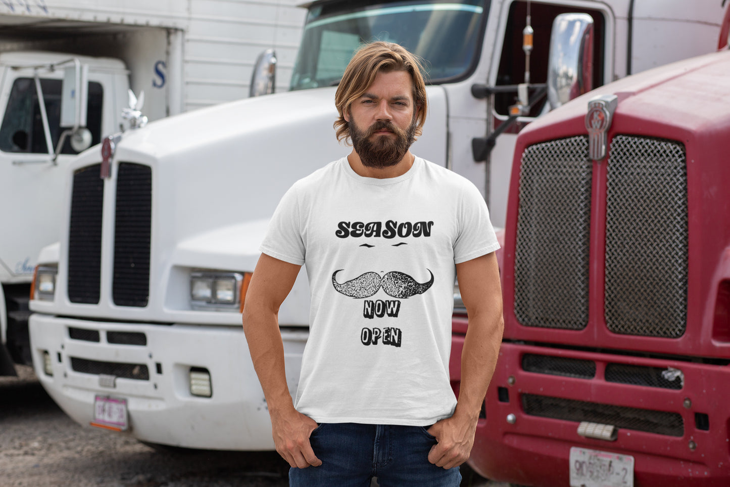 Mustache Season Now Open Sommer-T-Shirt für Herren