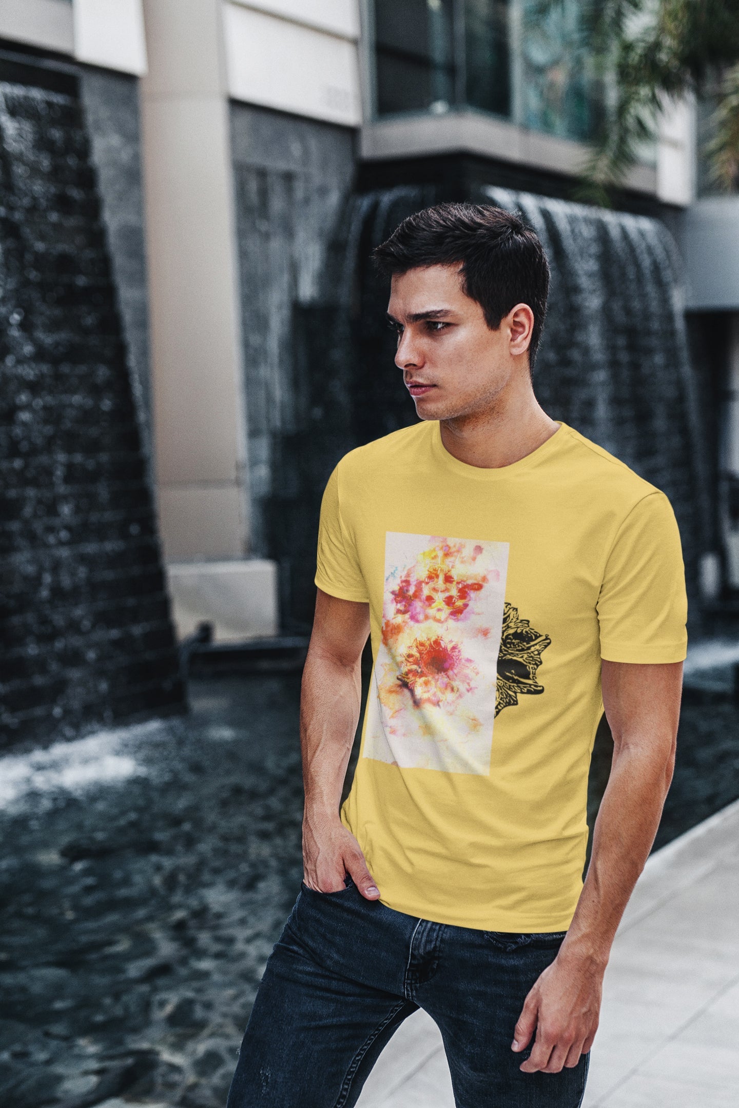 Abstraktes Diya Sommer-T-Shirt für Männer
