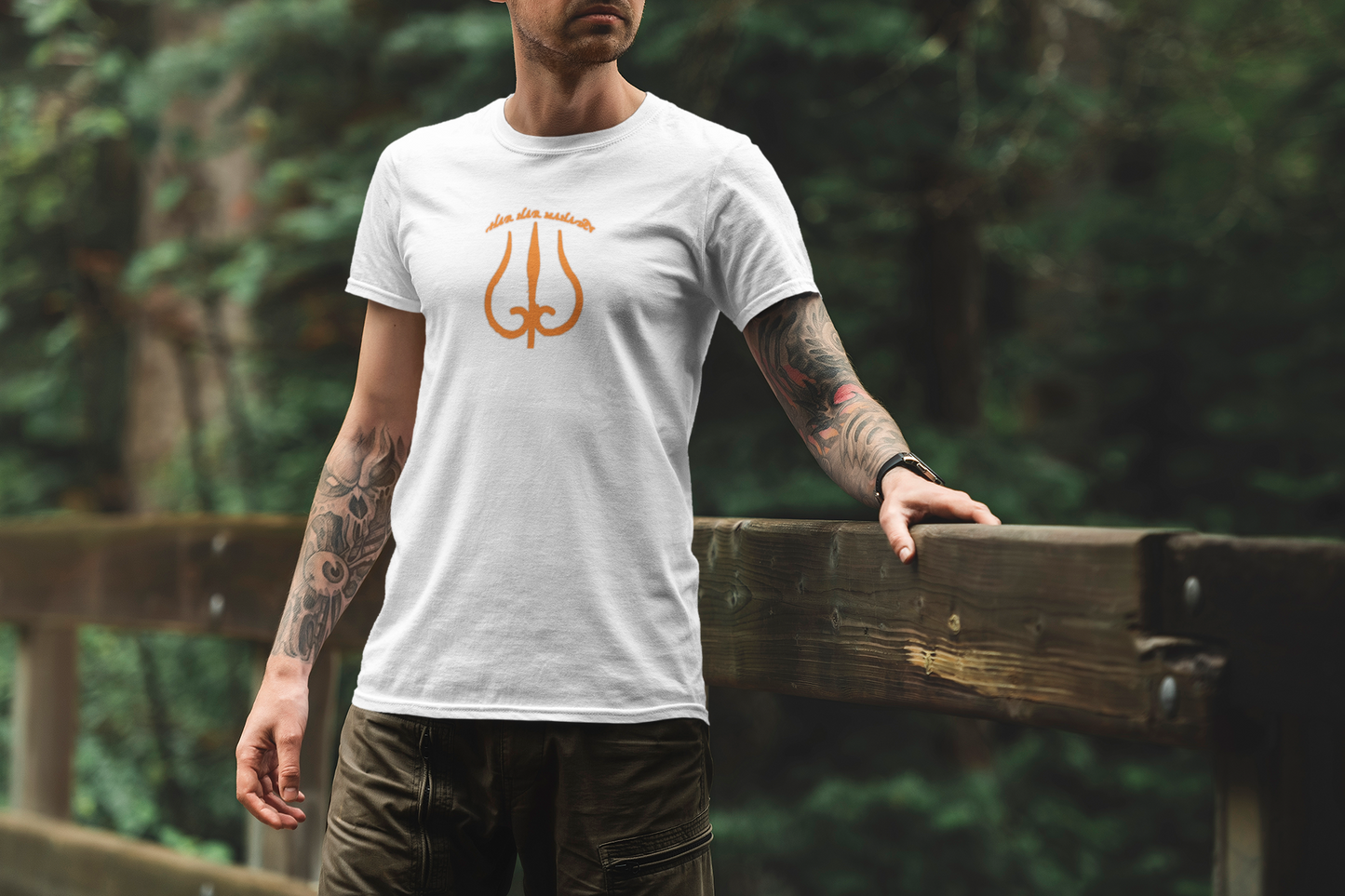 Har Har Mahadev Orange Summer T-shirt for Men