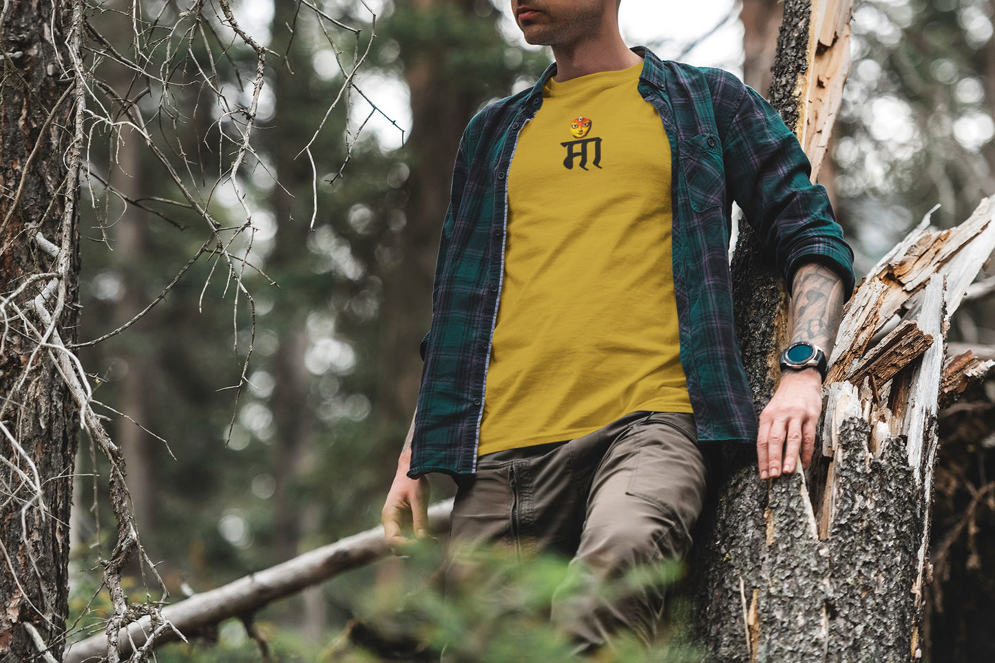Maa Neck Print Summer T-shirt for Men