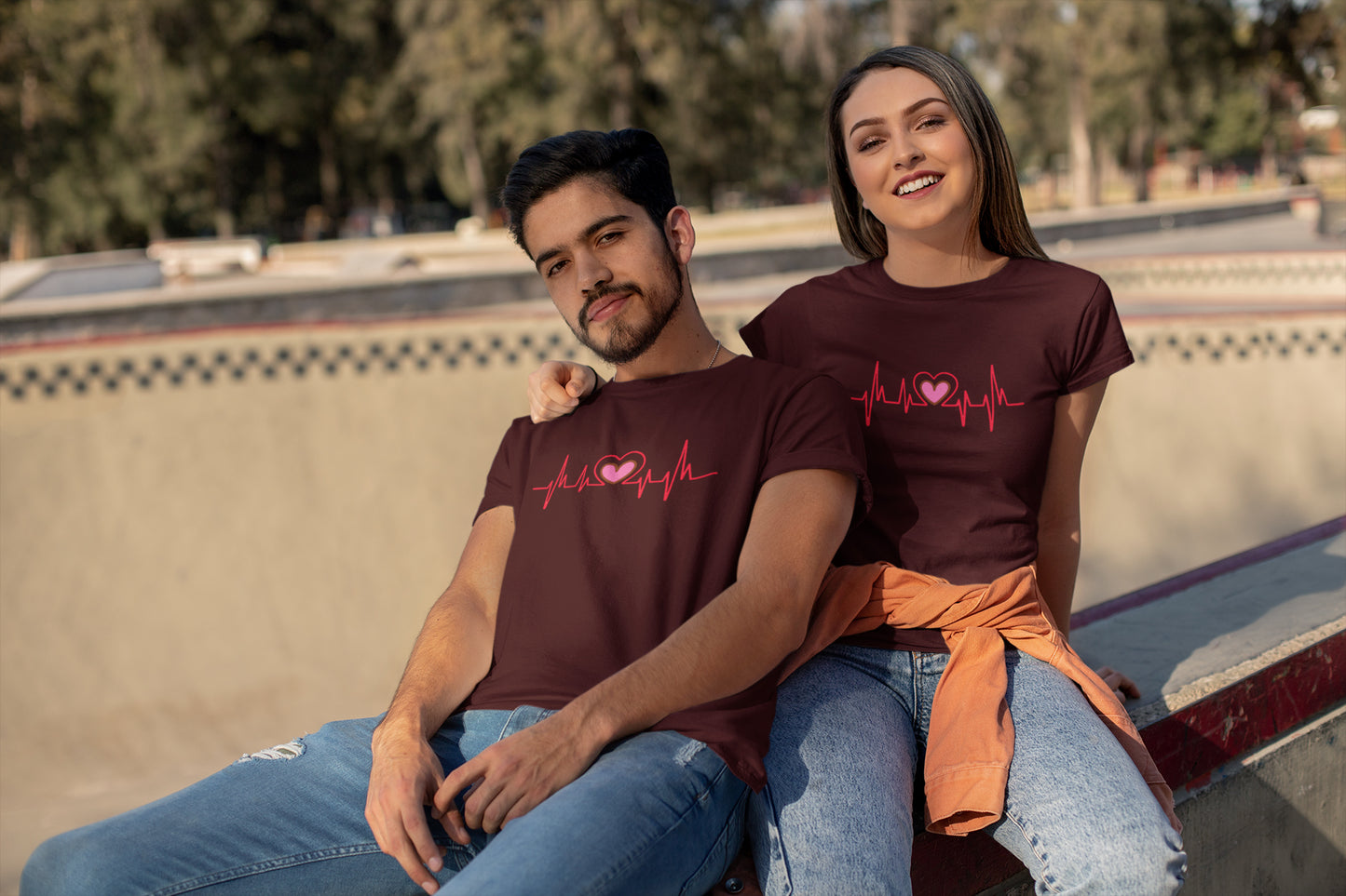 Heart Beat Couple T-shirt Combo