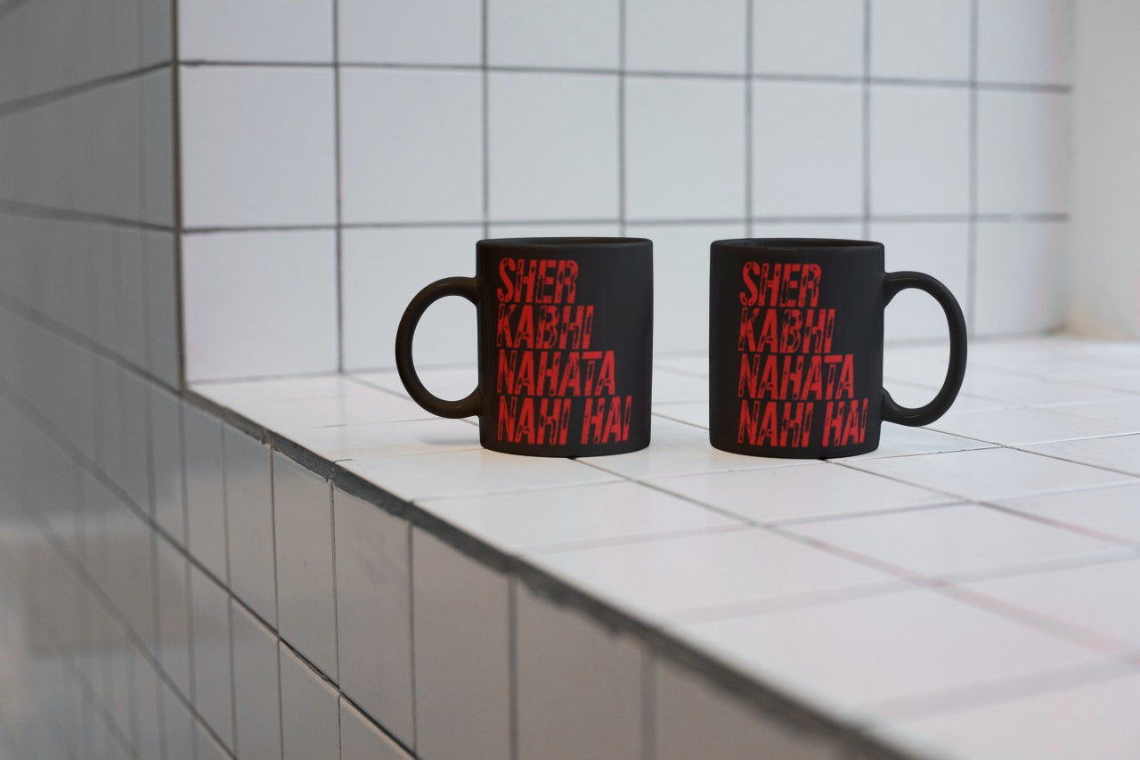 Black Coffee Mug ( Sher Kabhi Nahata Nahi Hai )