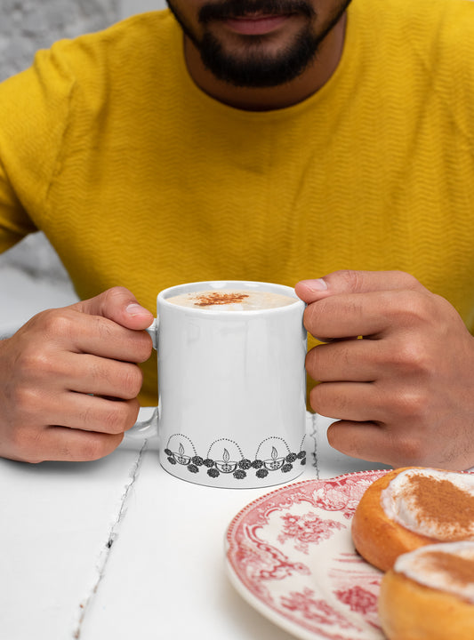 White Coffee Mug ( Black & White Rangoli )