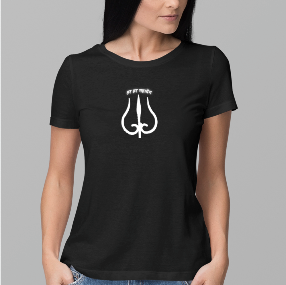 Summer T-shirt for Ladies (हर हर महादेव White)