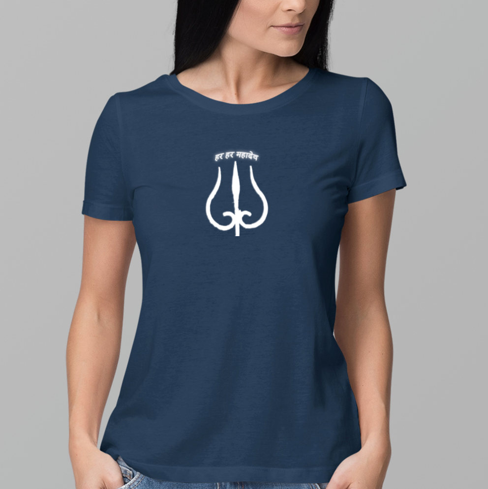 Summer T-shirt for Ladies (हर हर महादेव White)
