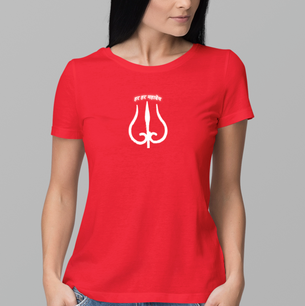 Summer T-shirt for Ladies (हर हर महादेव White)