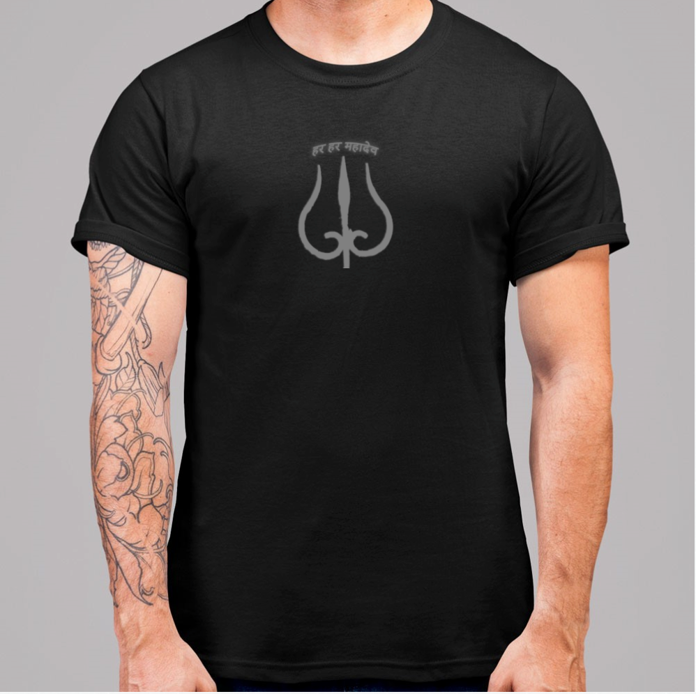 Summer T-shirt for Men(हर हर महादेव Grey)
