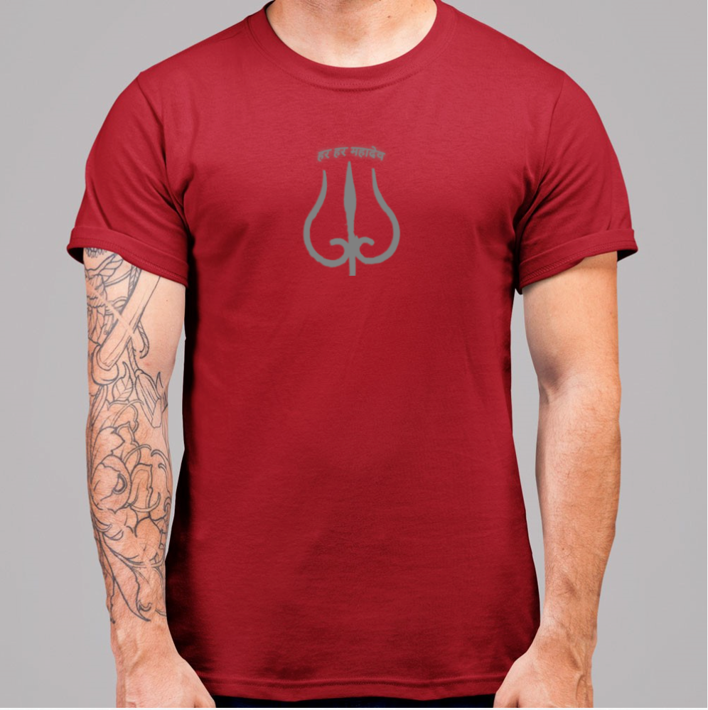 Summer T-shirt for Men(हर हर महादेव Grey)