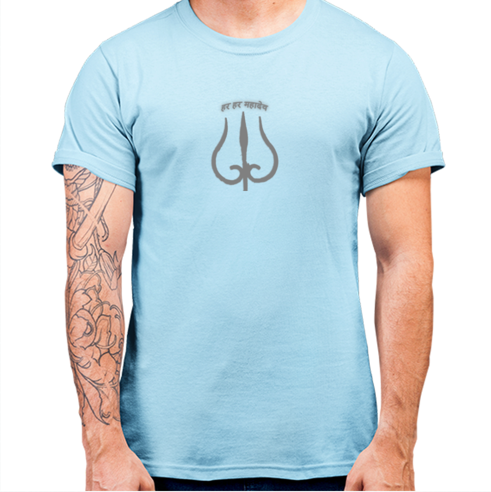 Summer T-shirt for Men(हर हर महादेव Grey)