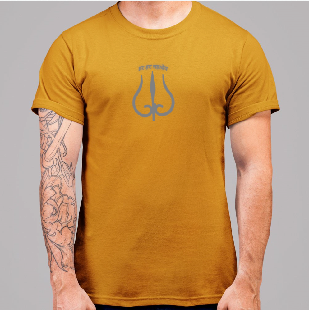 Summer T-shirt for Men(हर हर महादेव Grey)