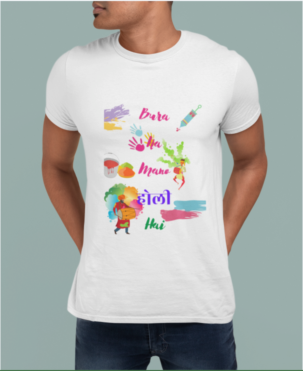 Bura Na Mano Holi Hai Dhol Sommer-T-Shirt für Herren