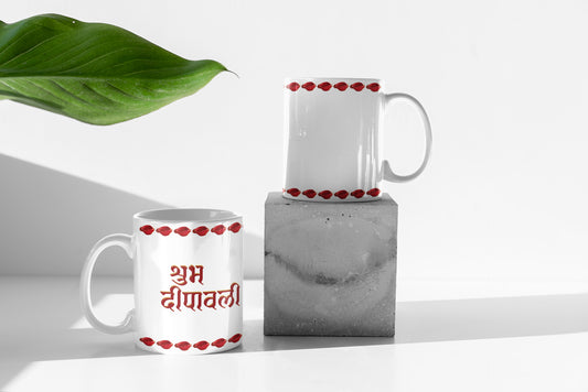 White Coffee Mug ( शुभ दीपावली Diya Trail )