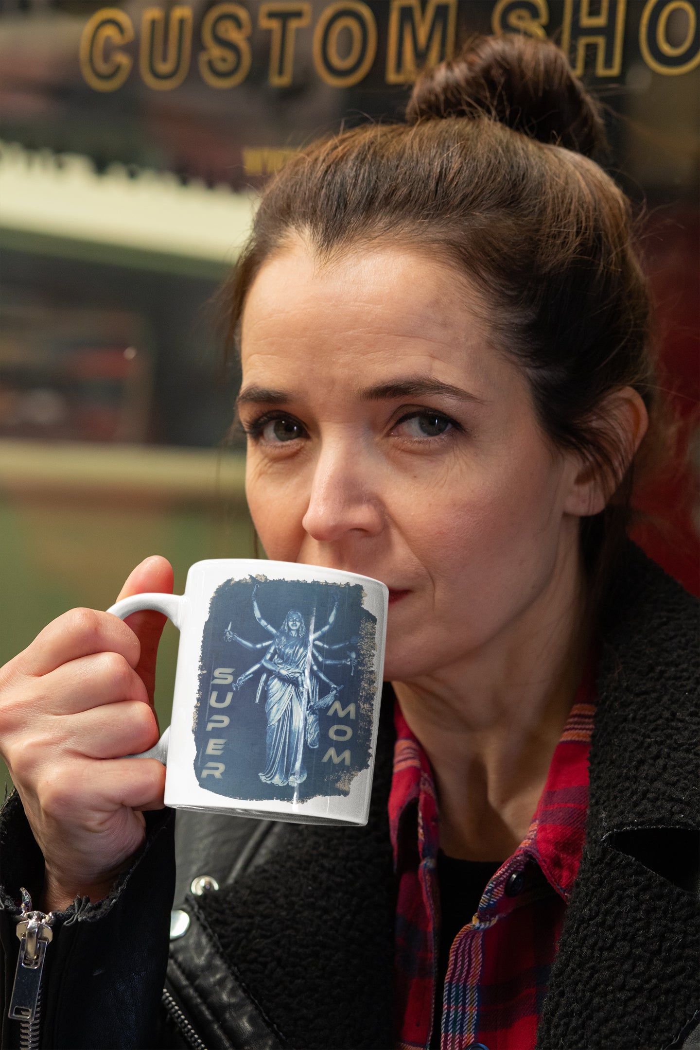 White Coffee Mug ( Super Mom Dark)
