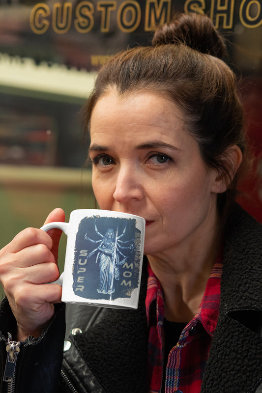 White Coffee Mug ( Super Mom Dark)