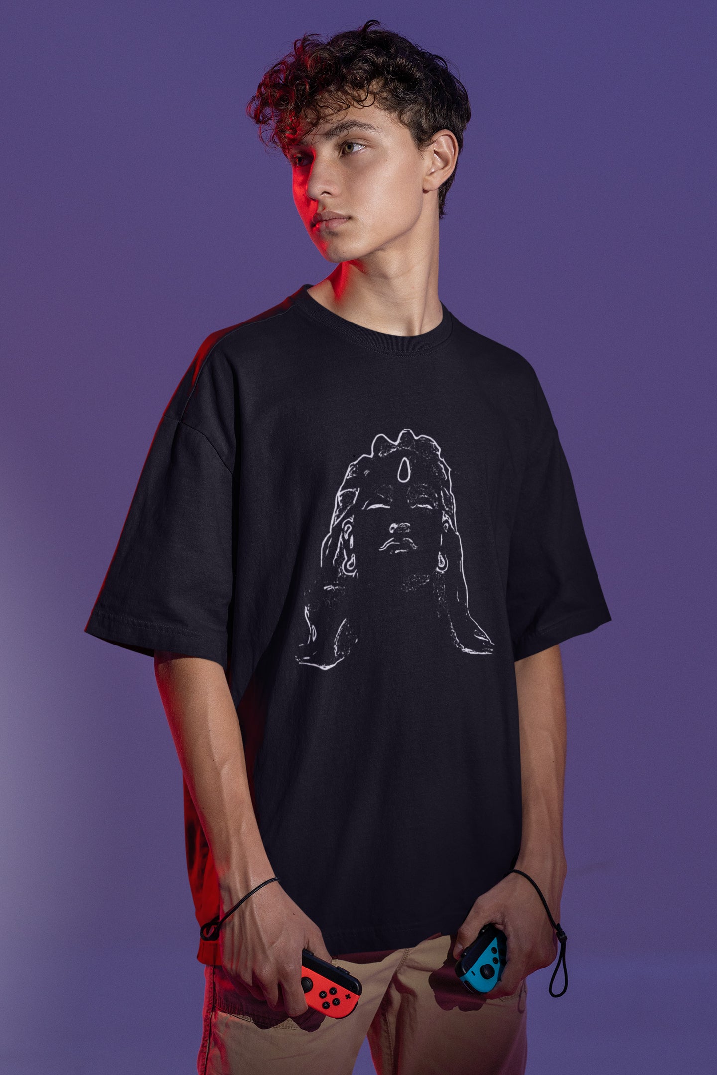 Adiyogi White Outline Unisex Oversized T-shirt