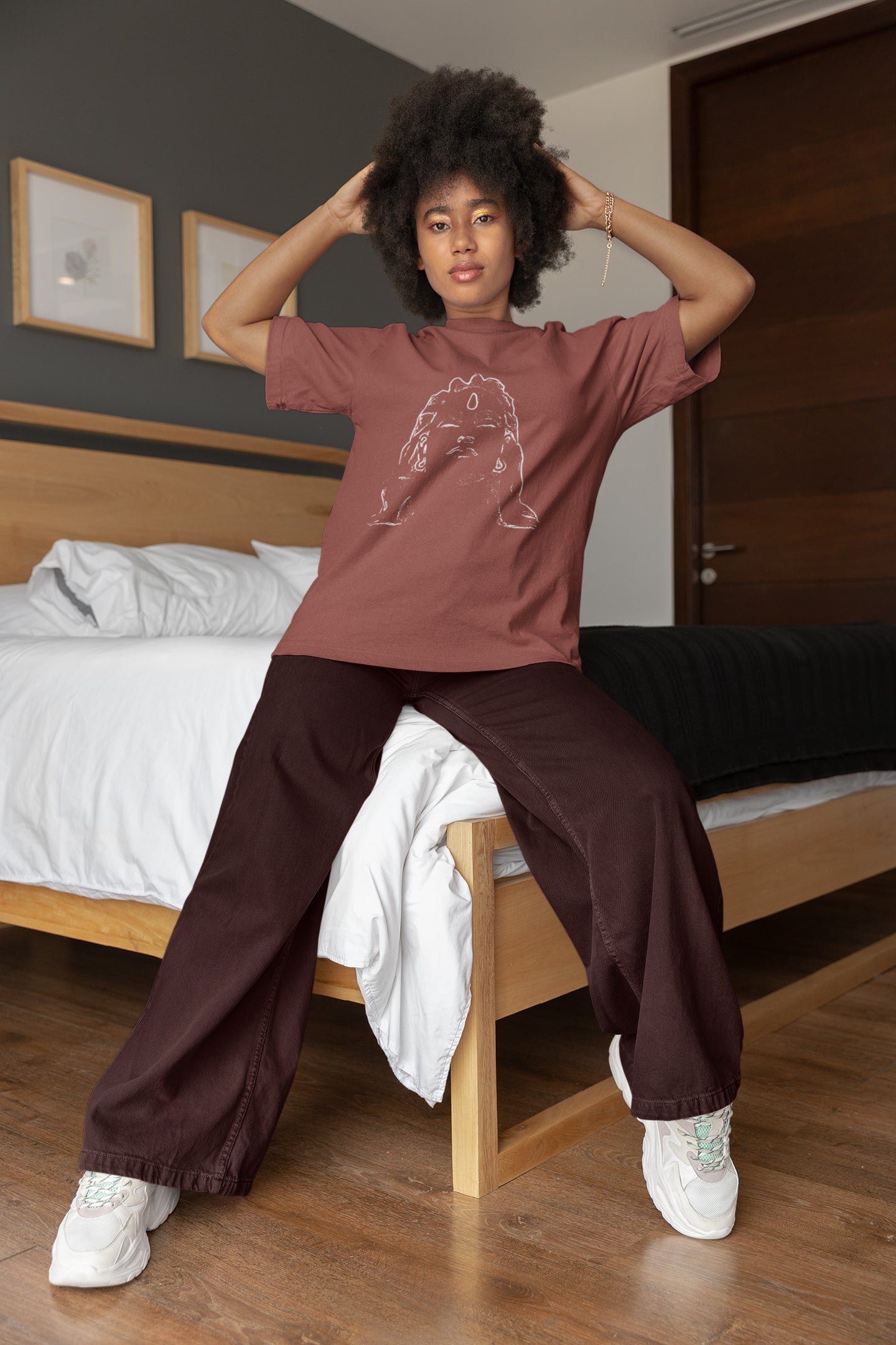 Adiyogi White Outline Unisex Oversized T-shirt
