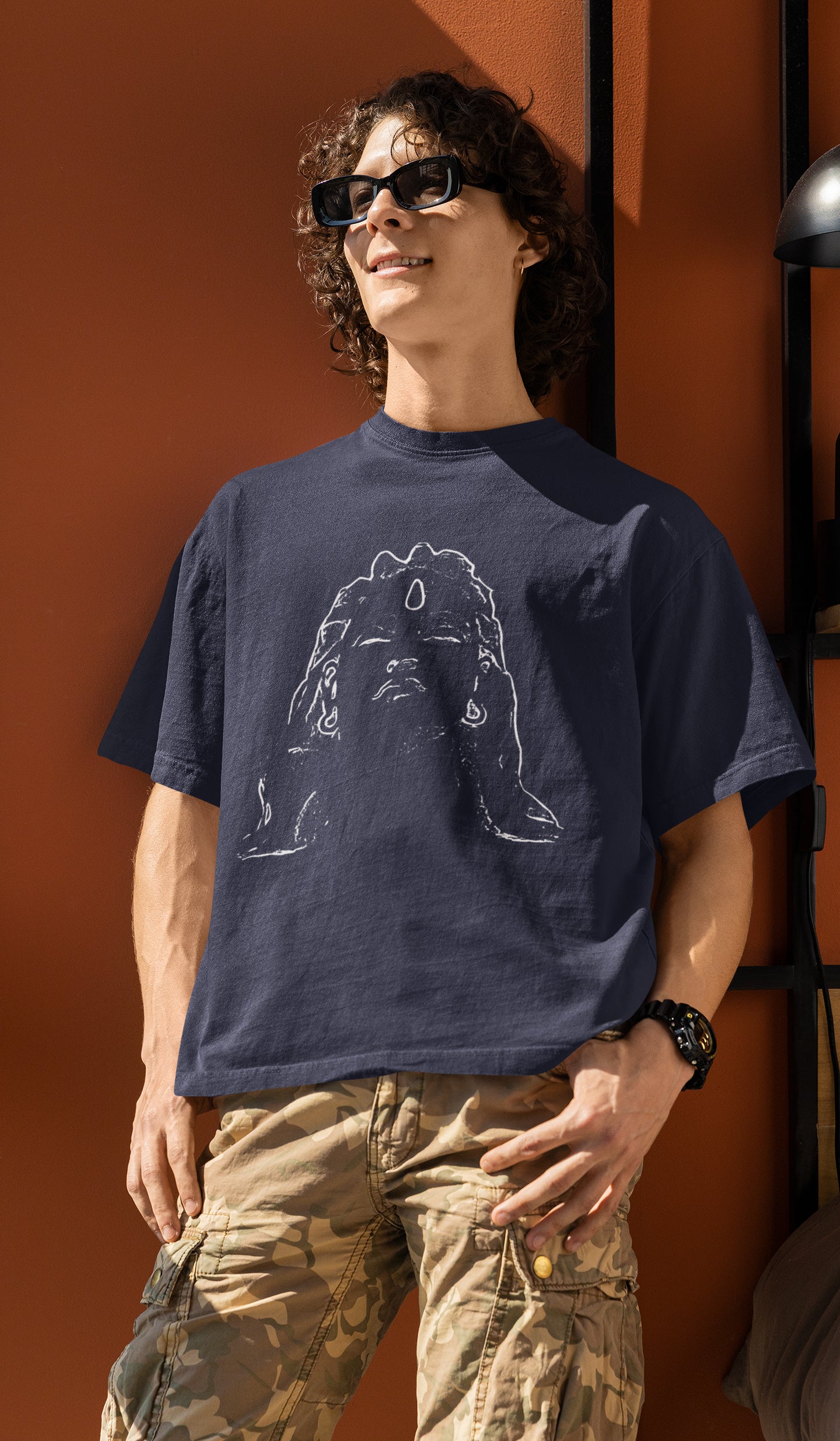 Adiyogi White Outline Unisex Oversized T-shirt