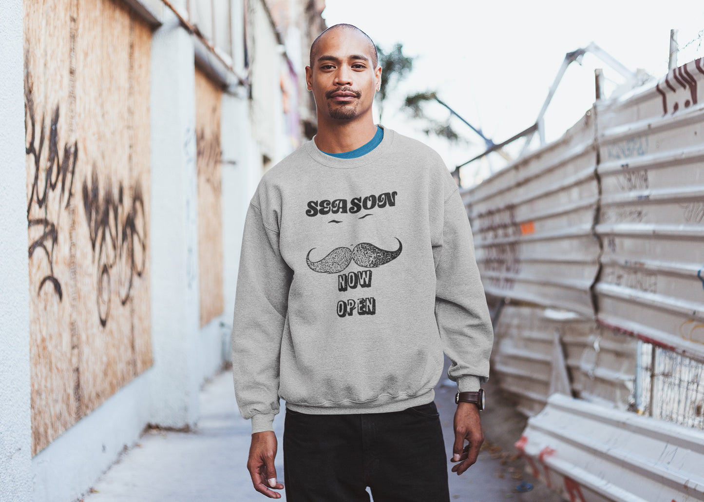 Moustache Season Now Open Unisex Sweatshirt
