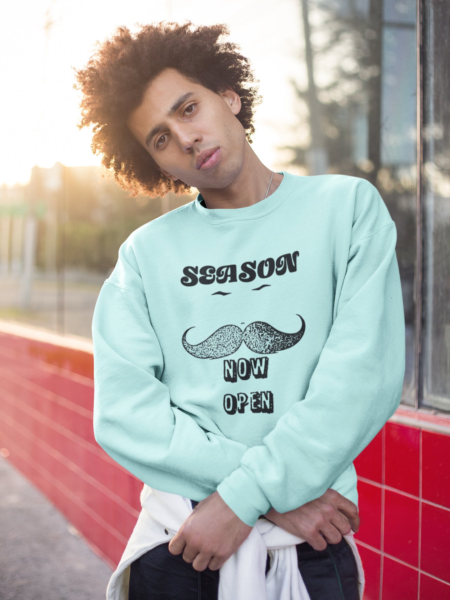 Moustache Season Now Open Unisex Sweatshirt