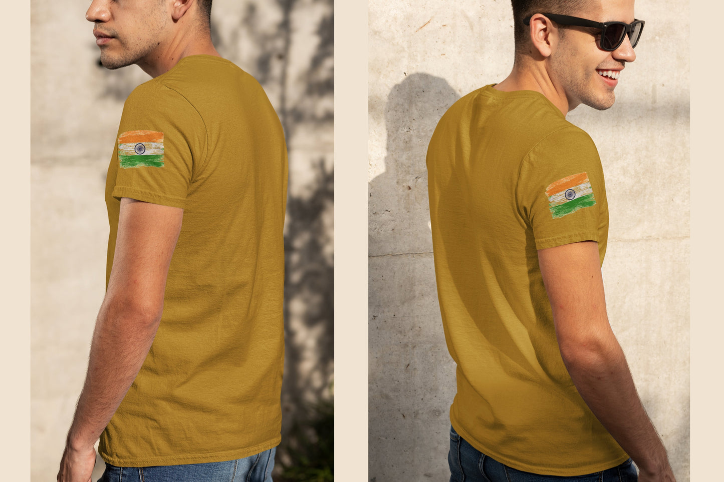 Flag Sleeve Print T-shirt For Men