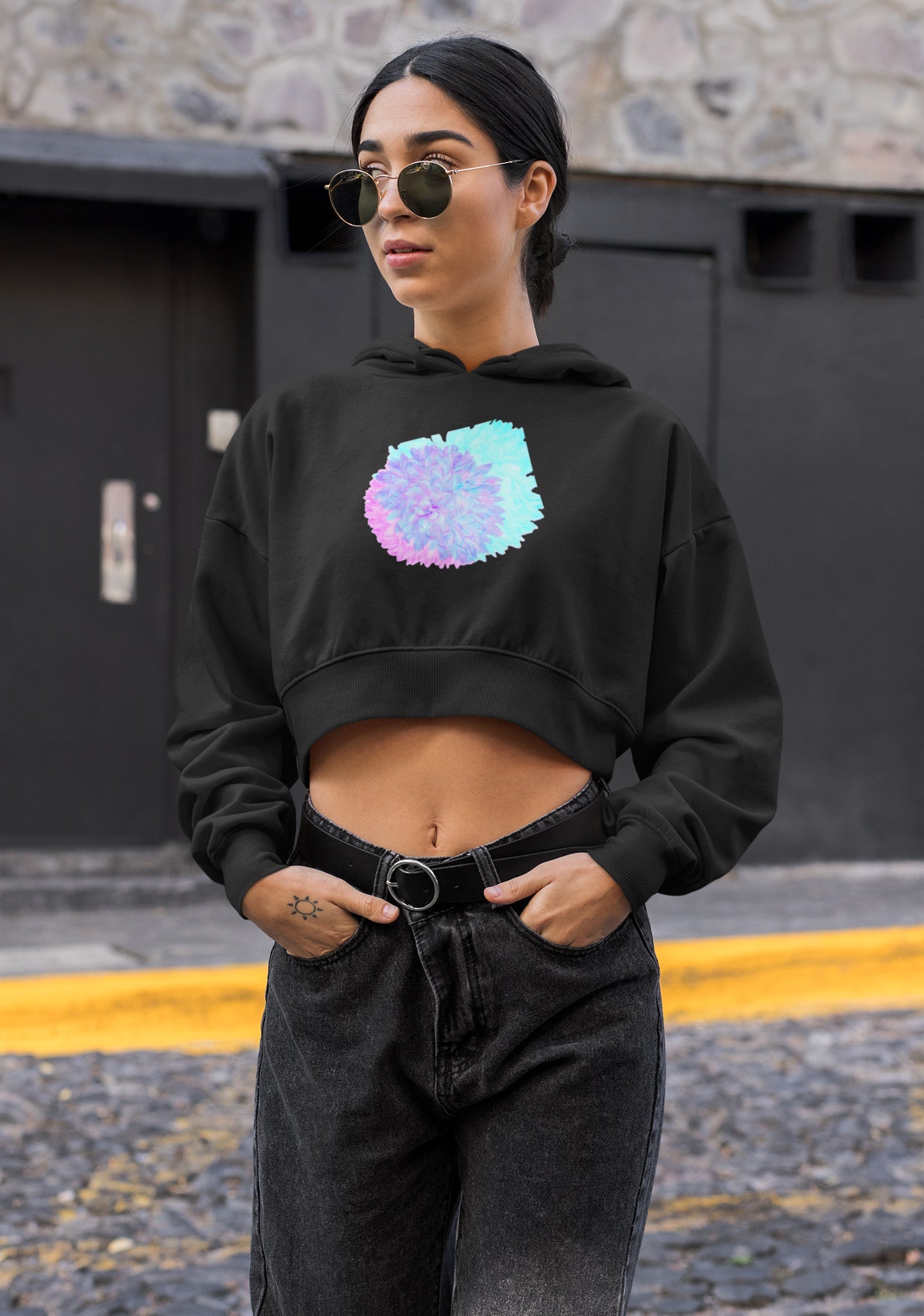CROP HOODIE FOR WOMEN ( Dahlia Dual Tone )