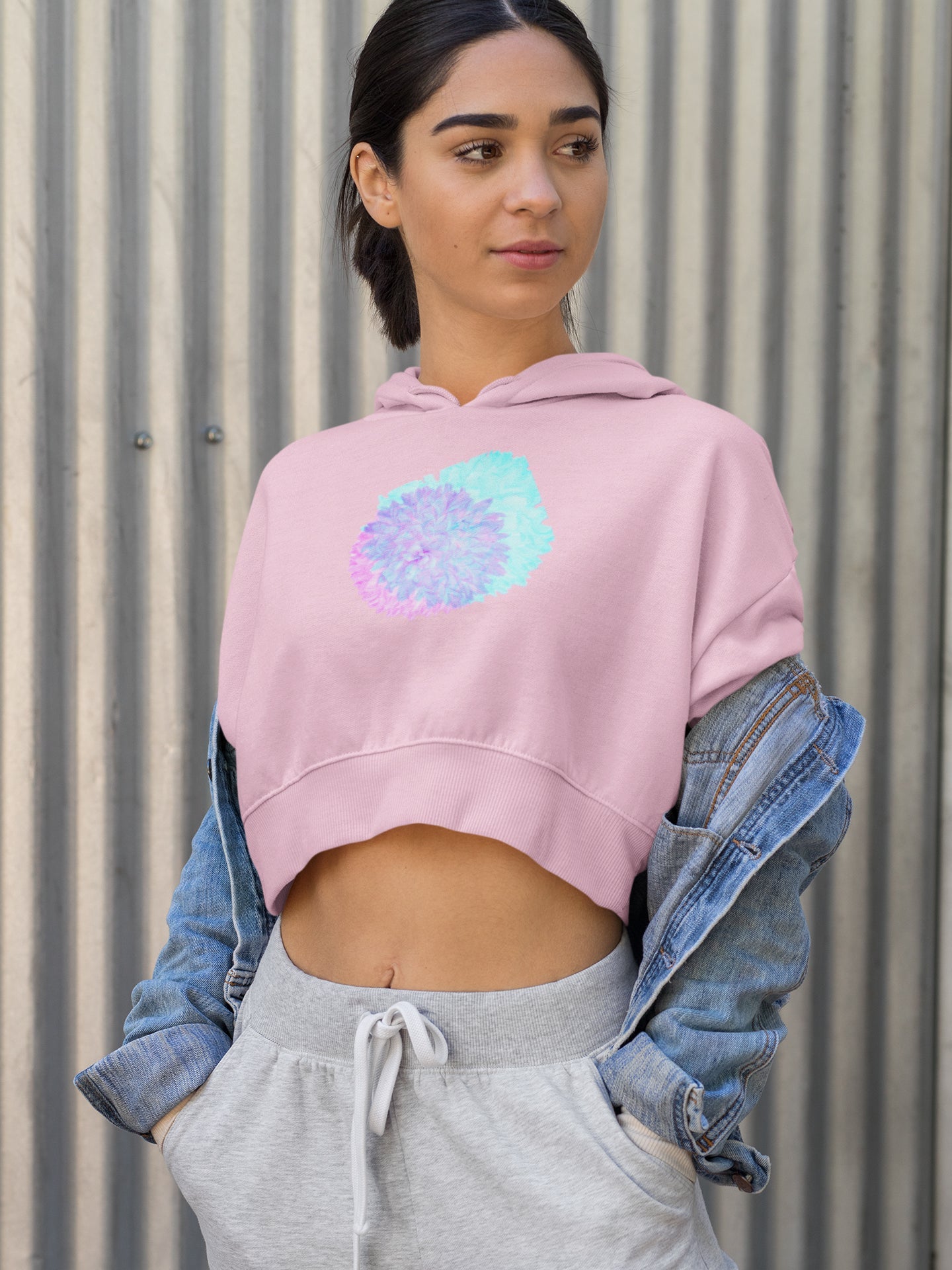CROP HOODIE FOR WOMEN ( Dahlia Dual Tone )