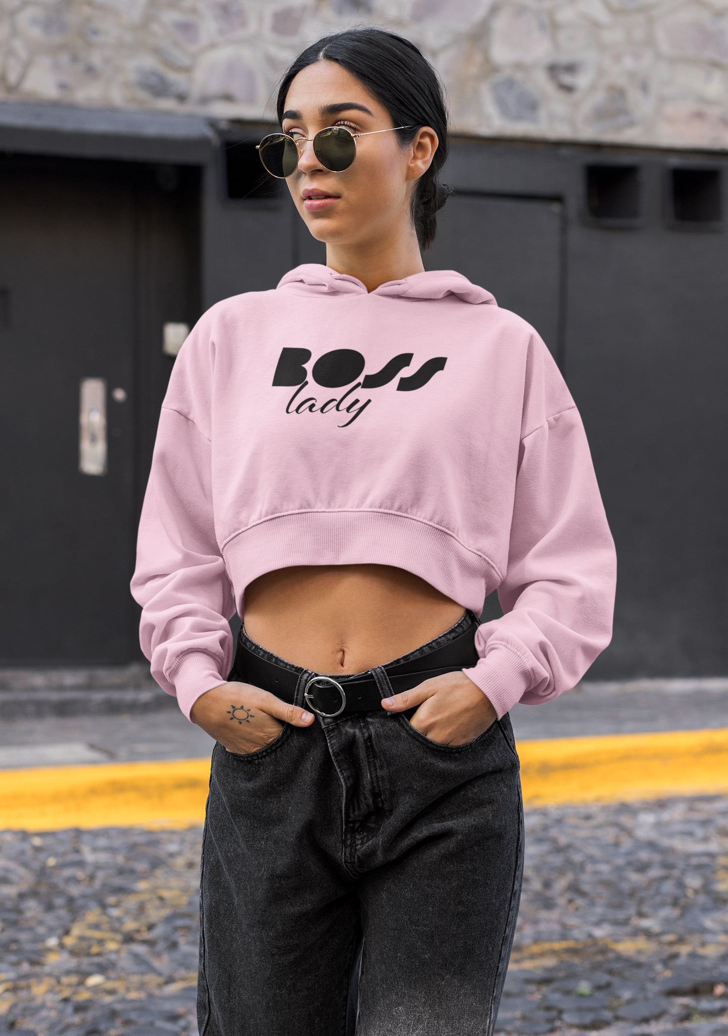 Boss Lady Crop Hoodie für Damen – ICKREATE - Main Image