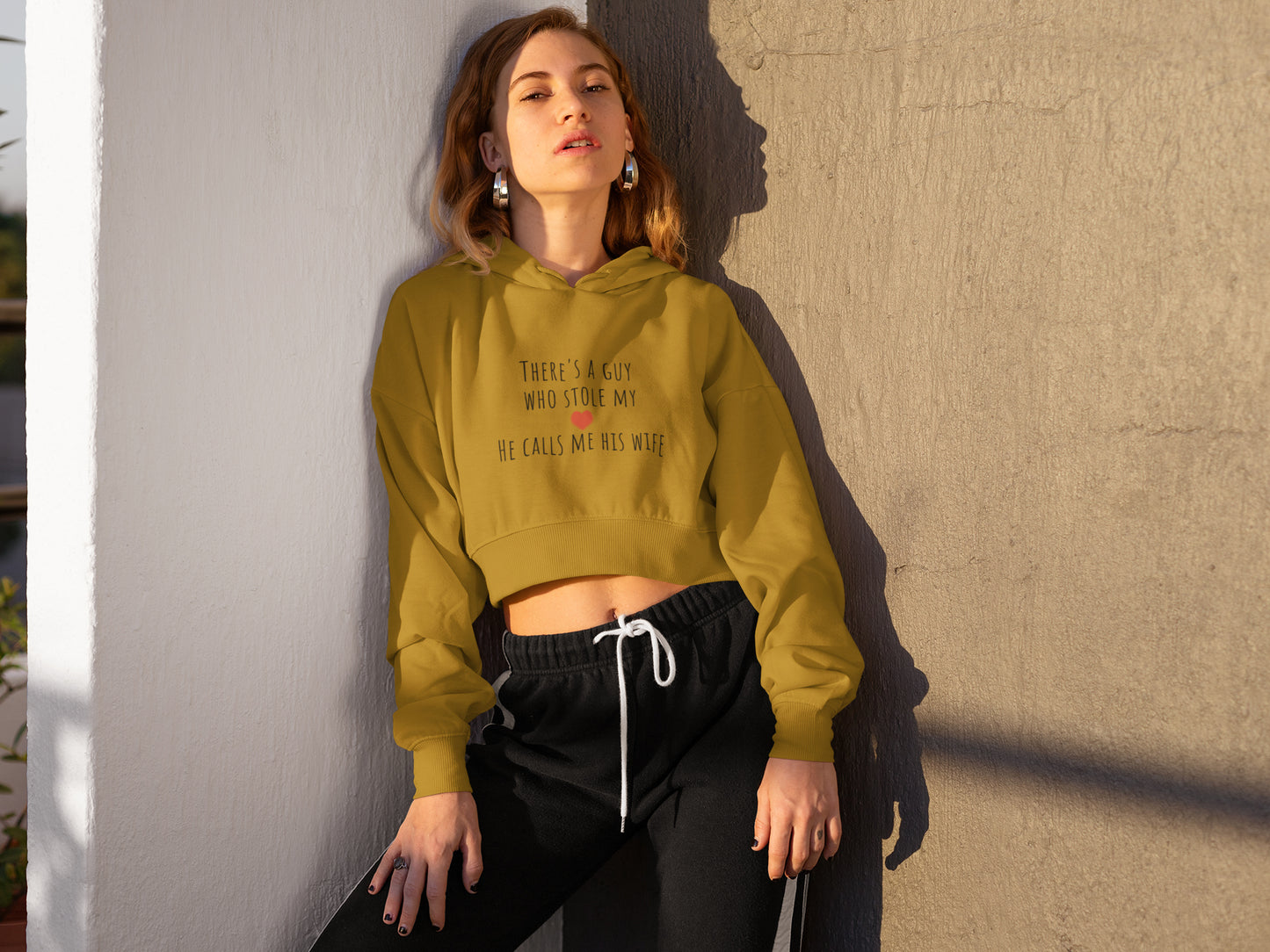 Husband Wife Love Crop Hoodie For Women