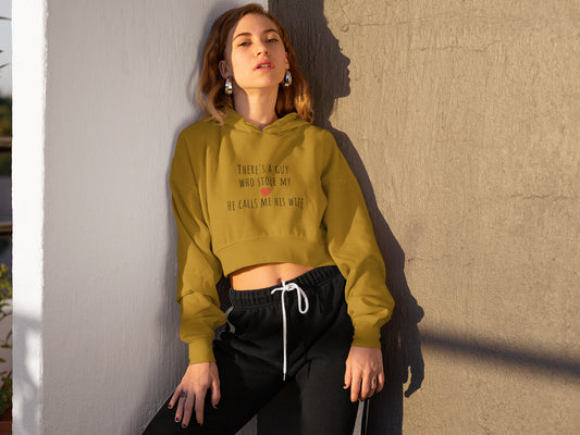 Husband Wife Love Crop Hoodie For Women