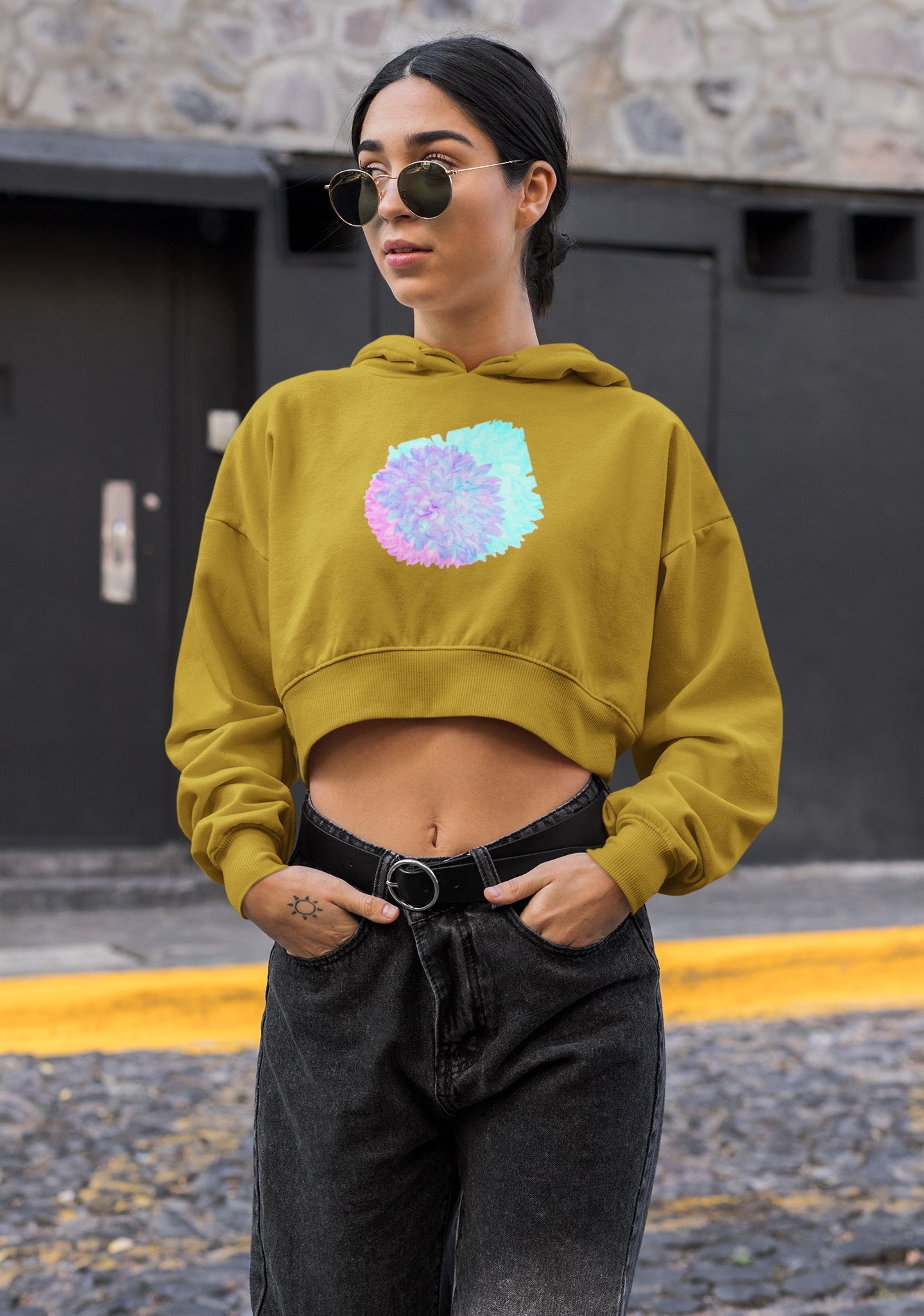 CROP HOODIE FOR WOMEN ( Dahlia Dual Tone )