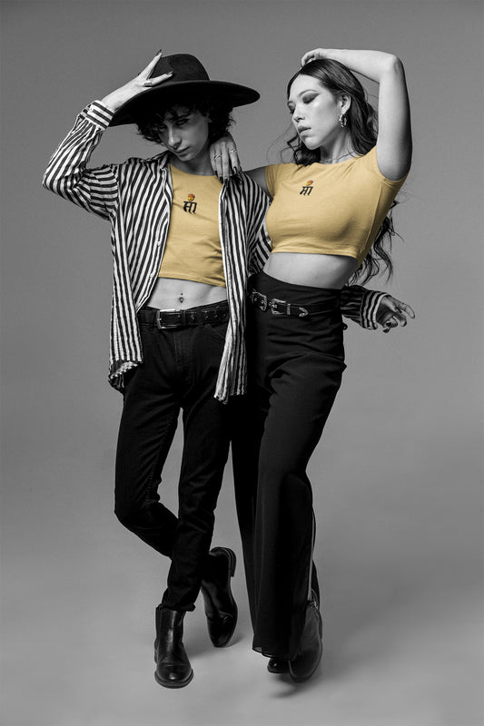 Maa Neck Print Crop Top für Damen