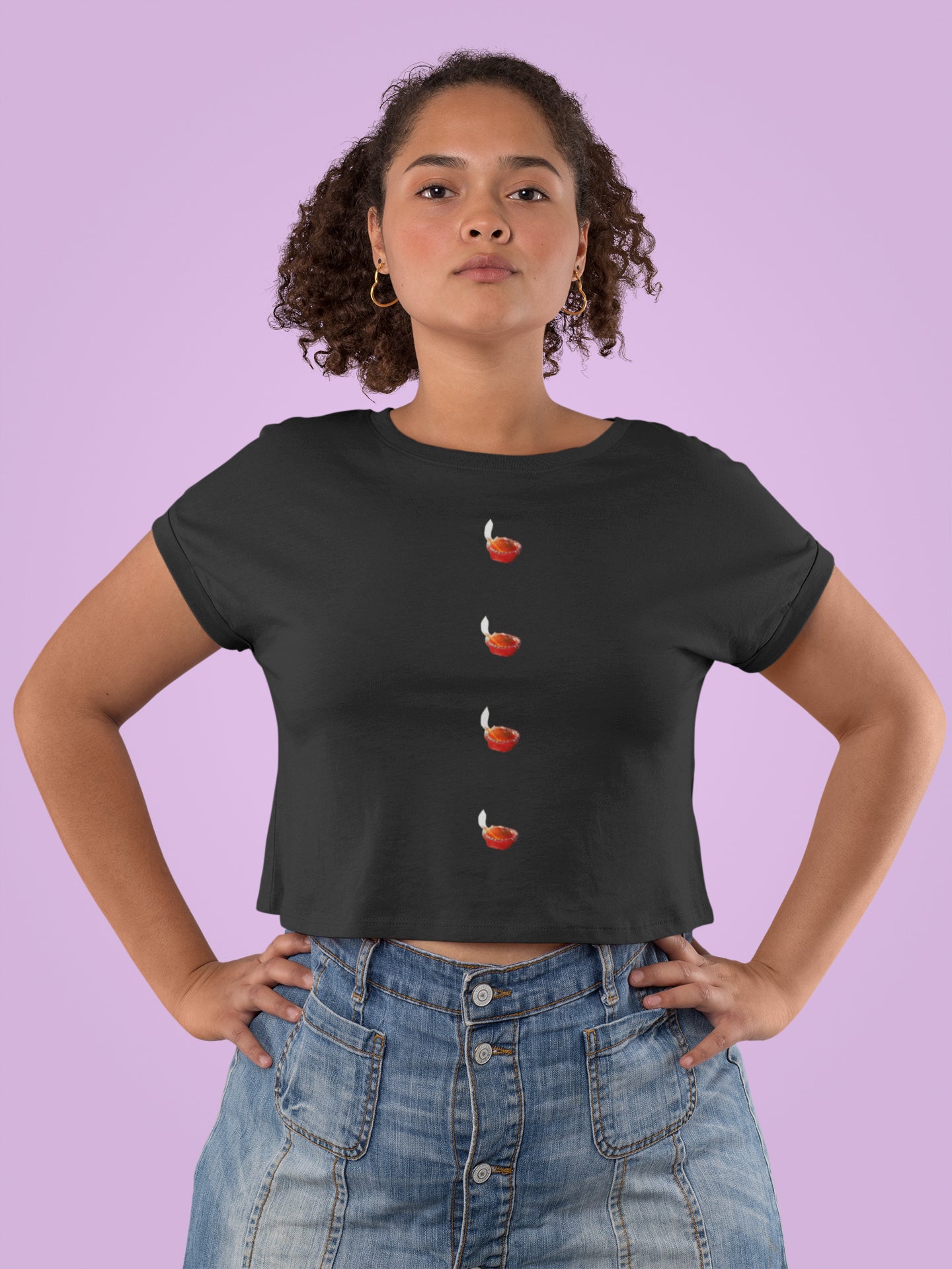 Diya Button Crop Top For Ladies