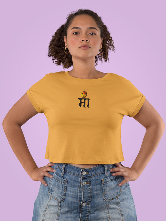 Maa Neck Print Crop Top für Damen