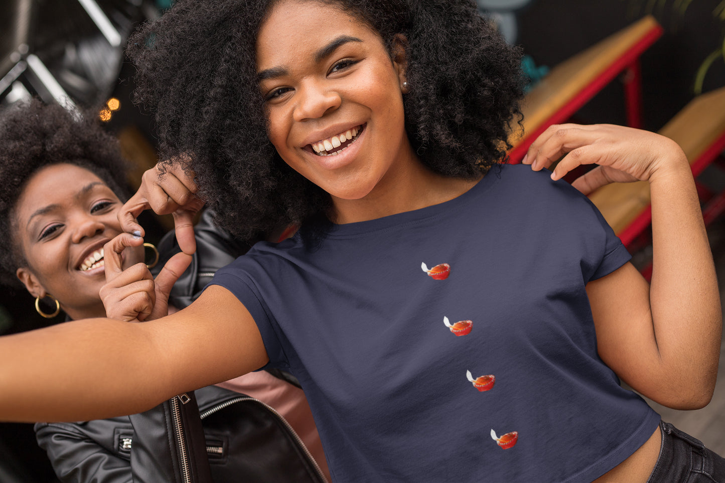 Diya Button Crop Top For Ladies