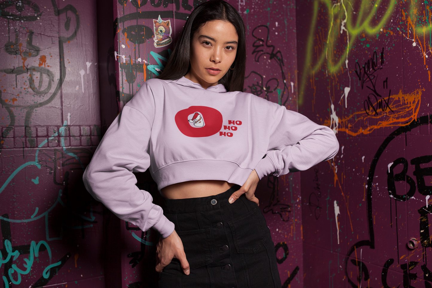 CROP HOODIE FOR WOMEN ( O HO HO HO )