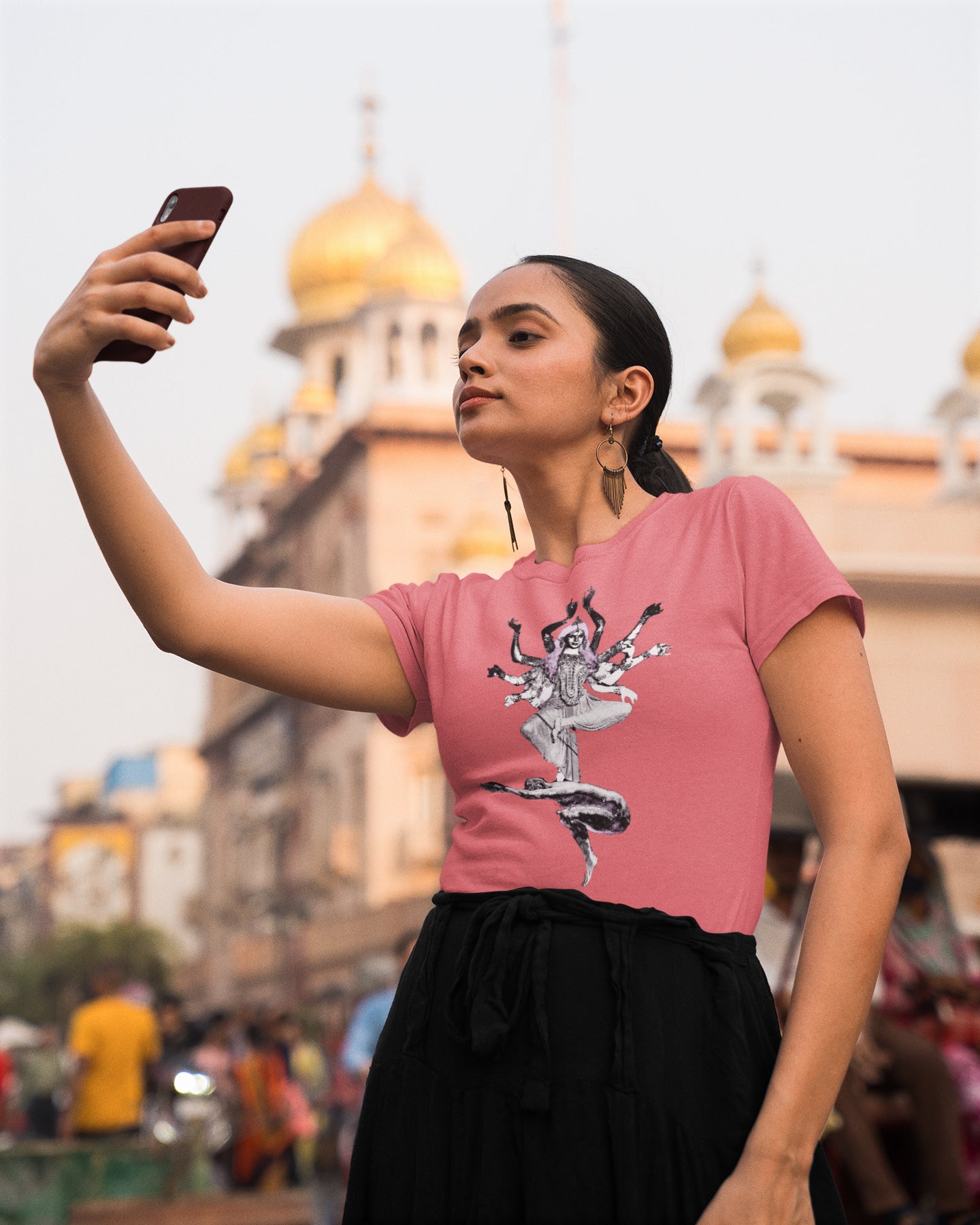 Summer T-shirt for Women(Durga Black & White)