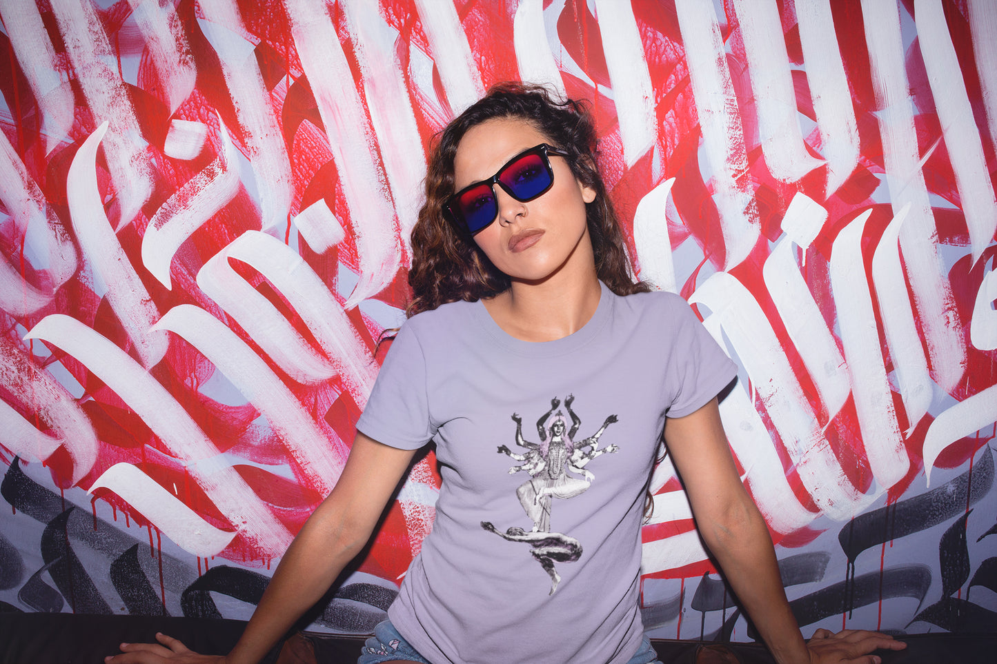 Summer T-shirt for Women(Durga Black & White)