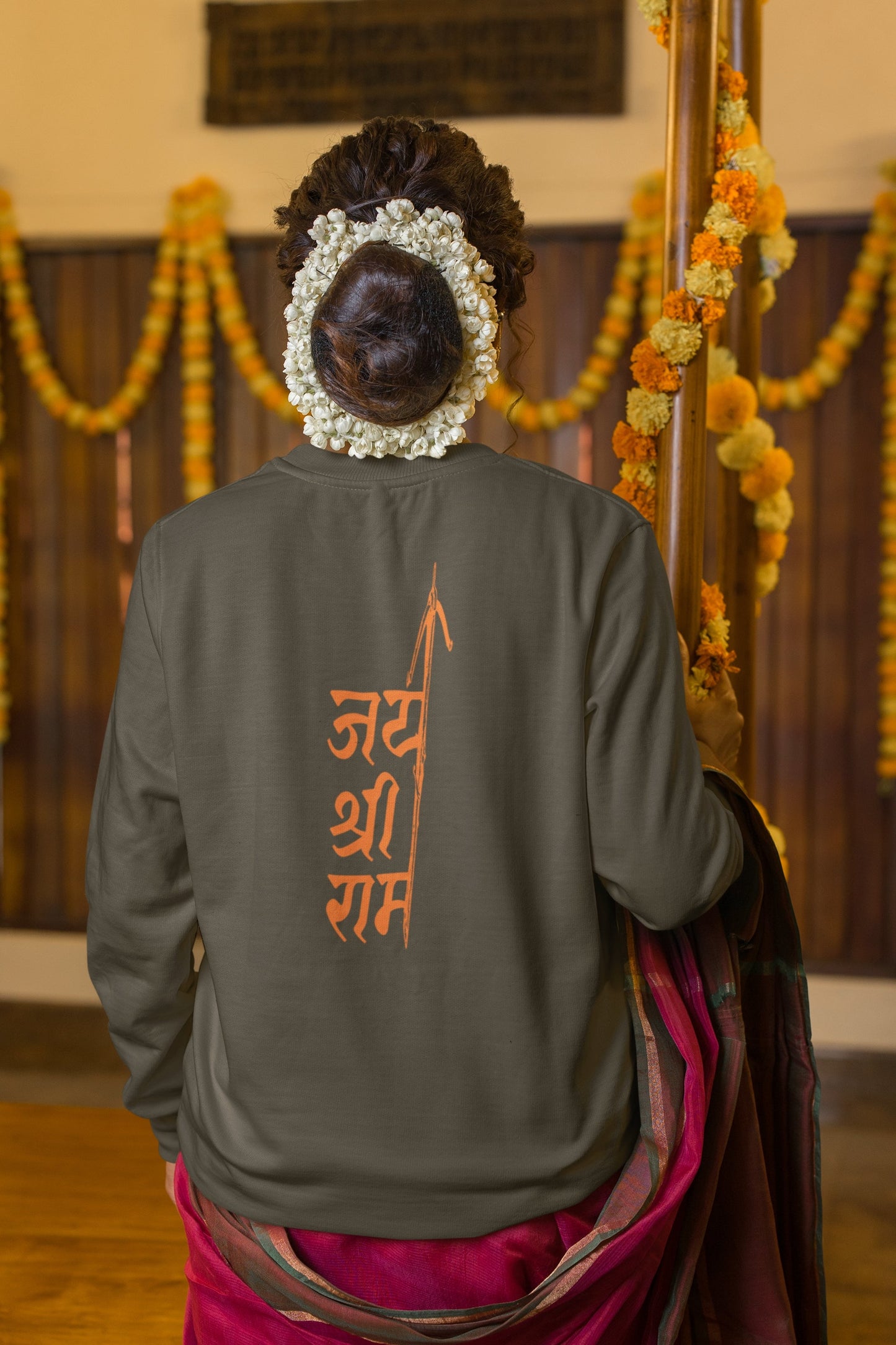 Jai Shri Ram Orange Back Print Unisex Sweatshirt