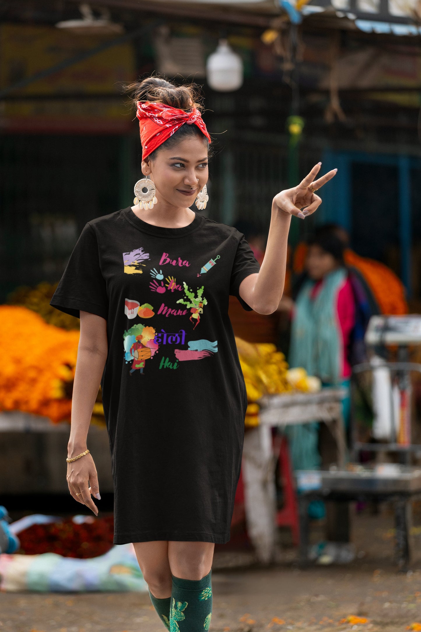Bura Na Mano Holi Hai Dhol T-shirt Dress