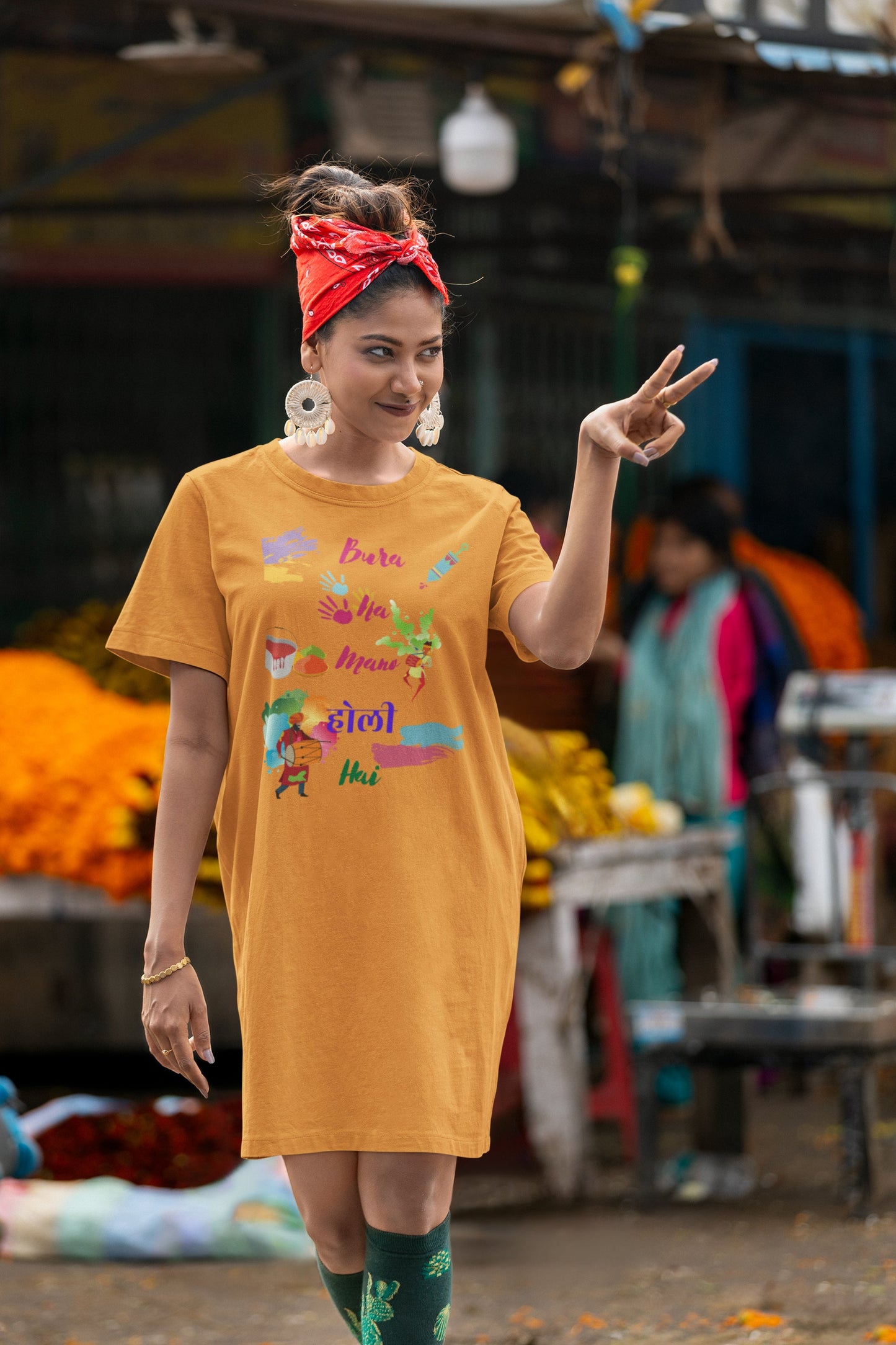 Bura Na Mano Holi Hai Dhol T-shirt Dress