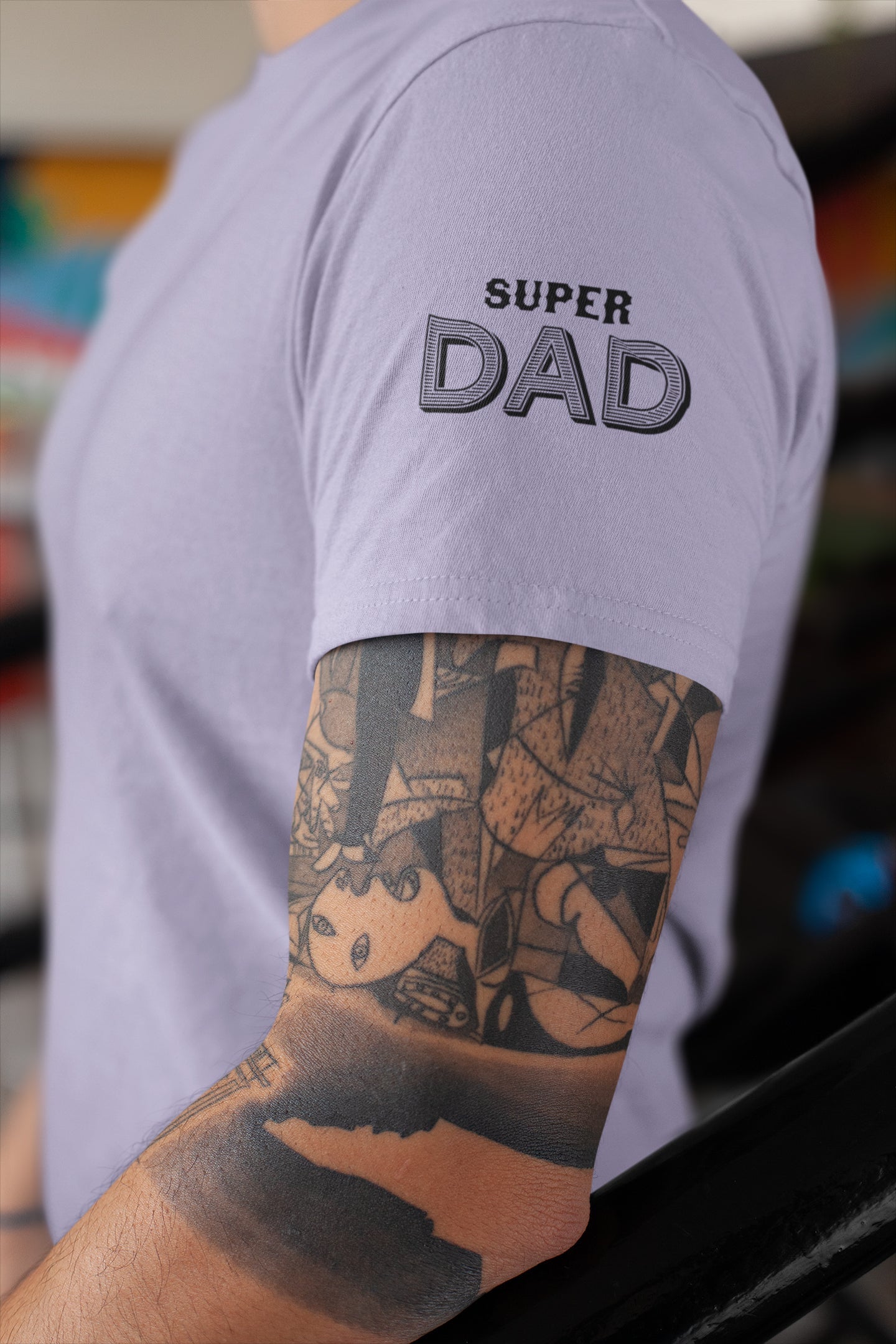 Super Dad Sleeves Print Summer T-shirt for Men