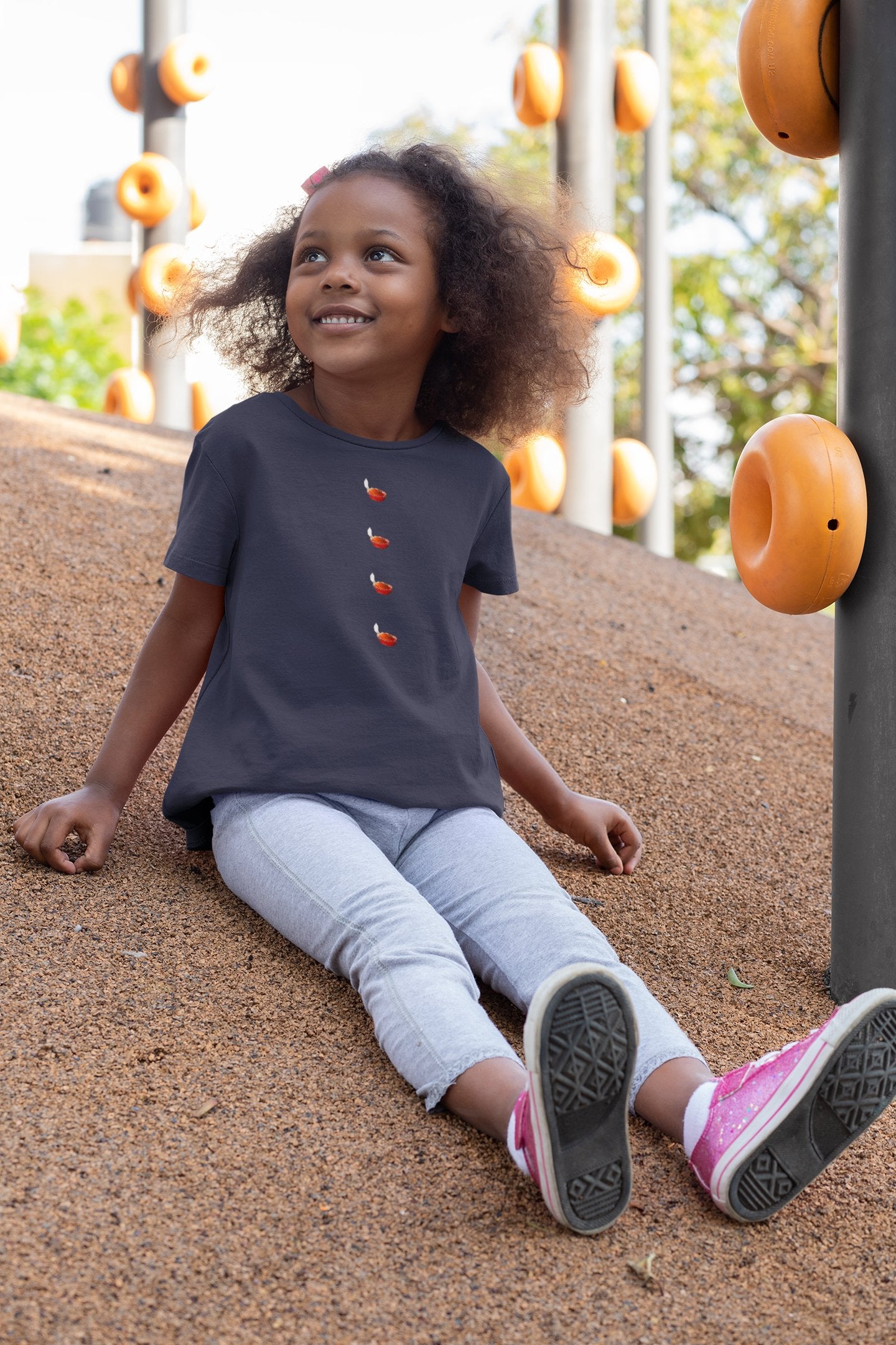 Diya Button Summer T-shirt for Girls