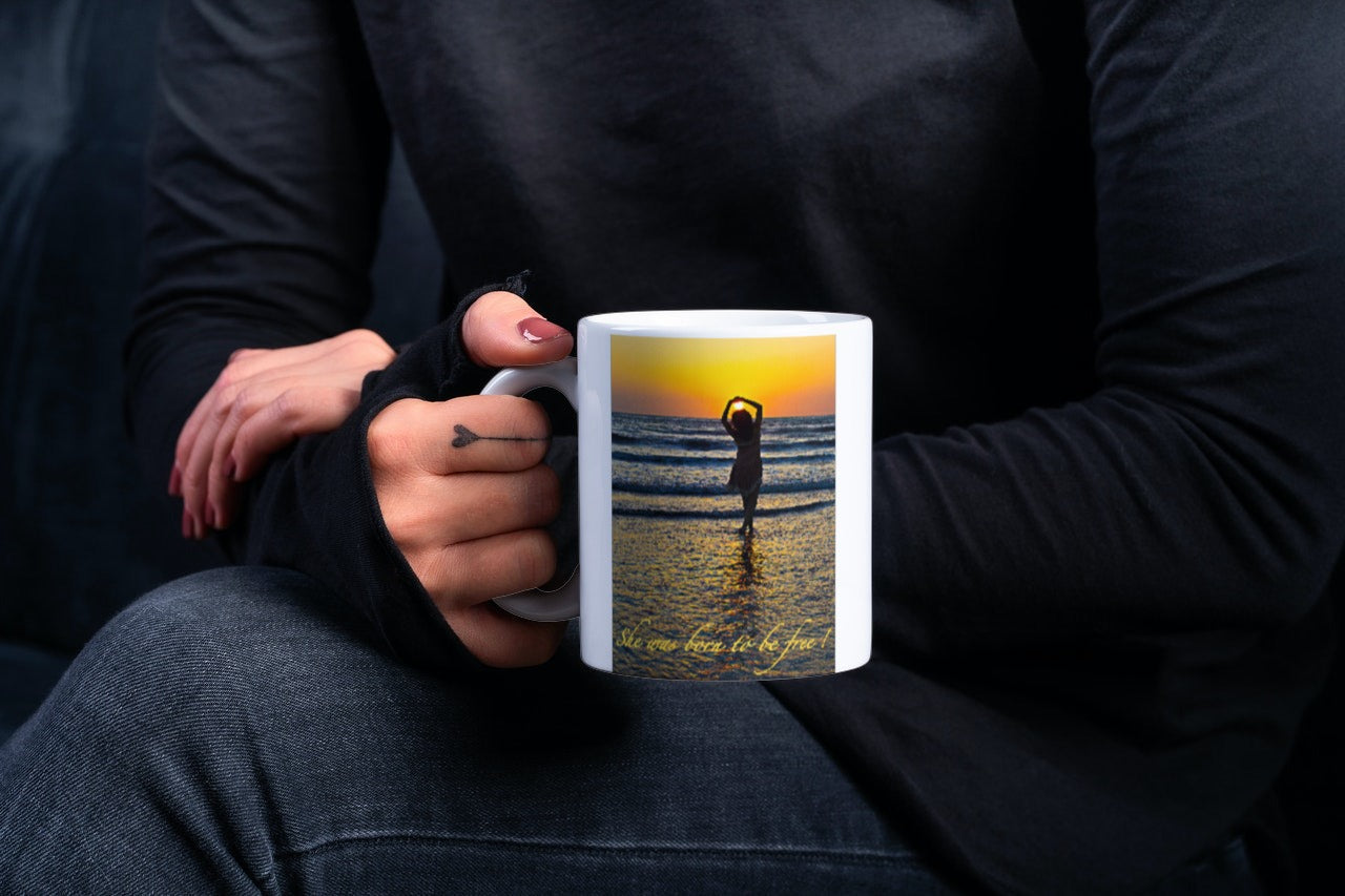 Born To Be Free White Coffee Mug