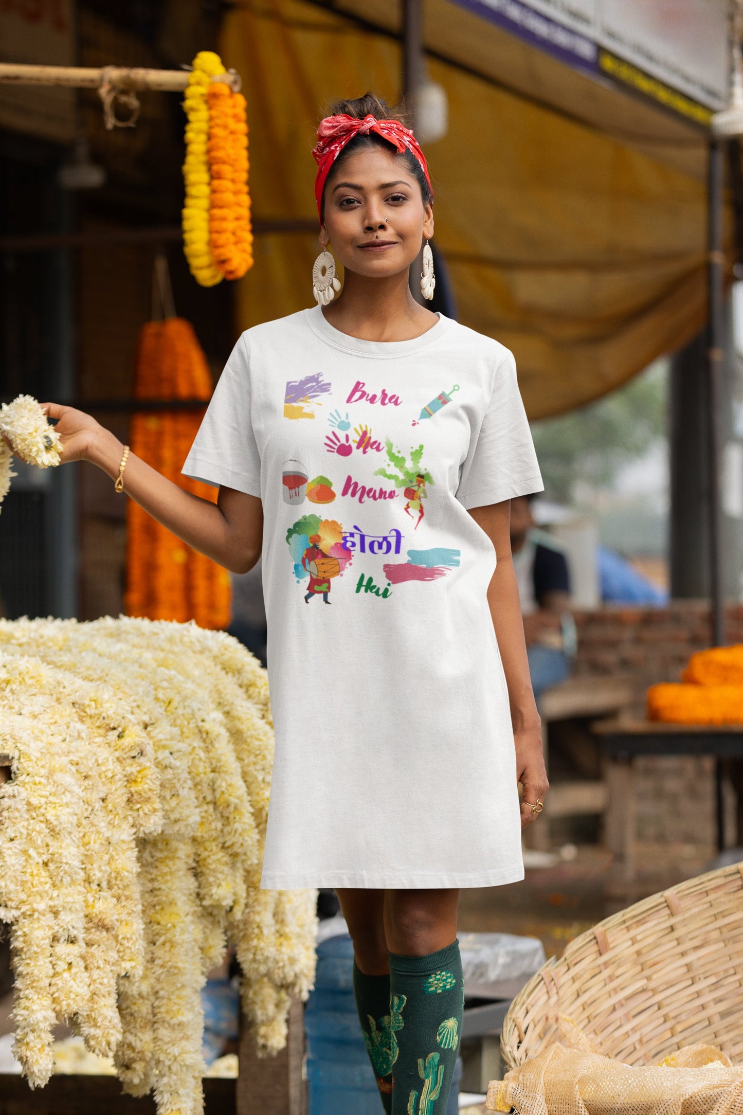 Bura Na Mano Holi Hai Dhol T-shirt Dress
